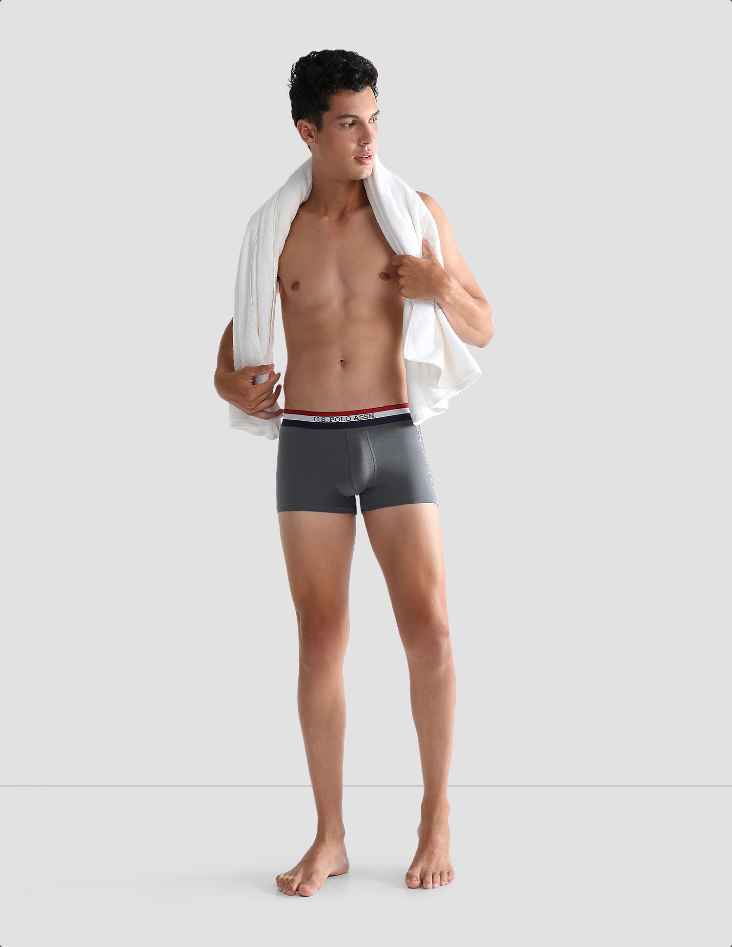 U.S. Polo Assn. Solid Antibacterial ET002 Trunks - Pack Of 2