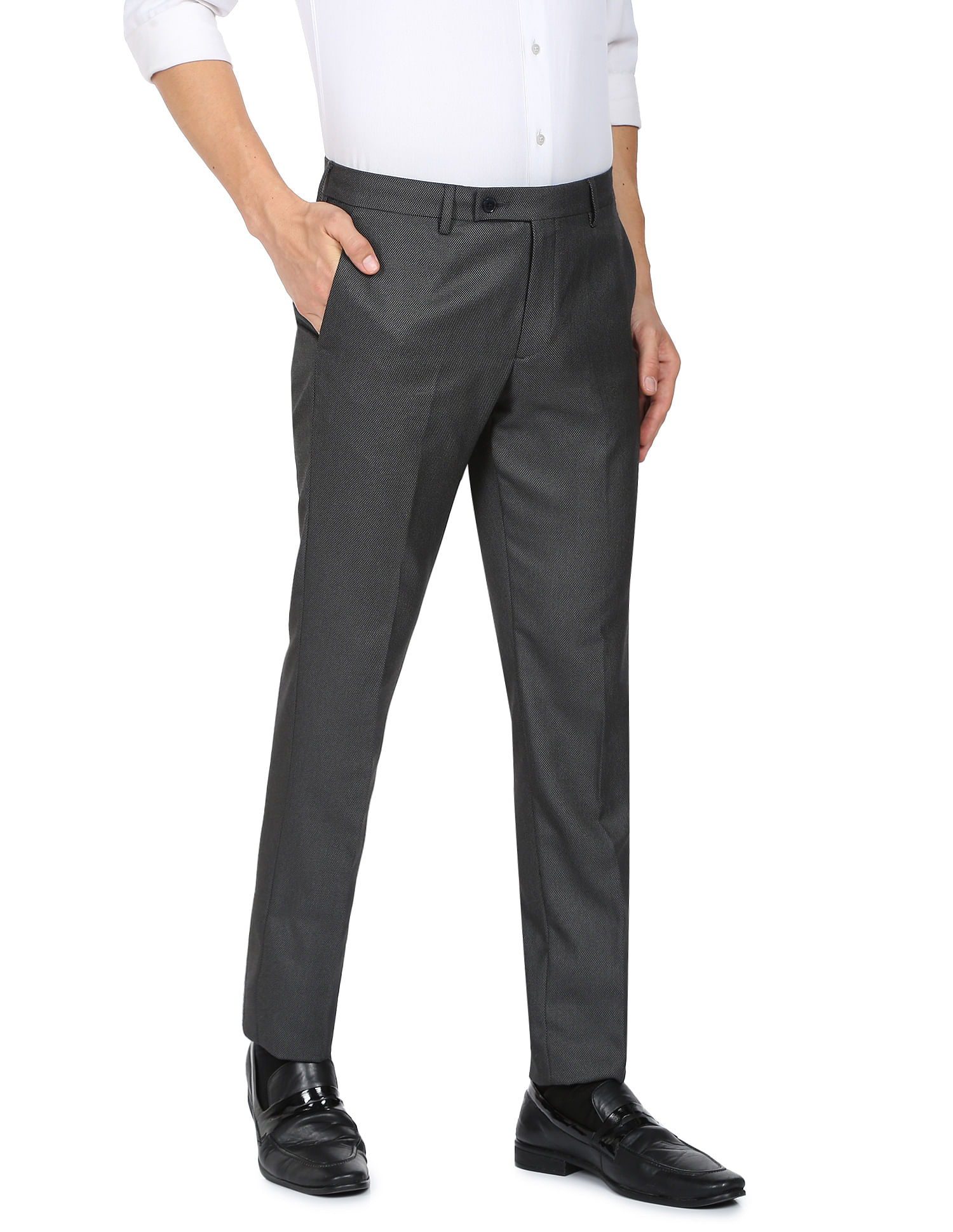 Buy Arrow Light Hudson Tailored Fit Solid Formal Trousers - NNNOW.com