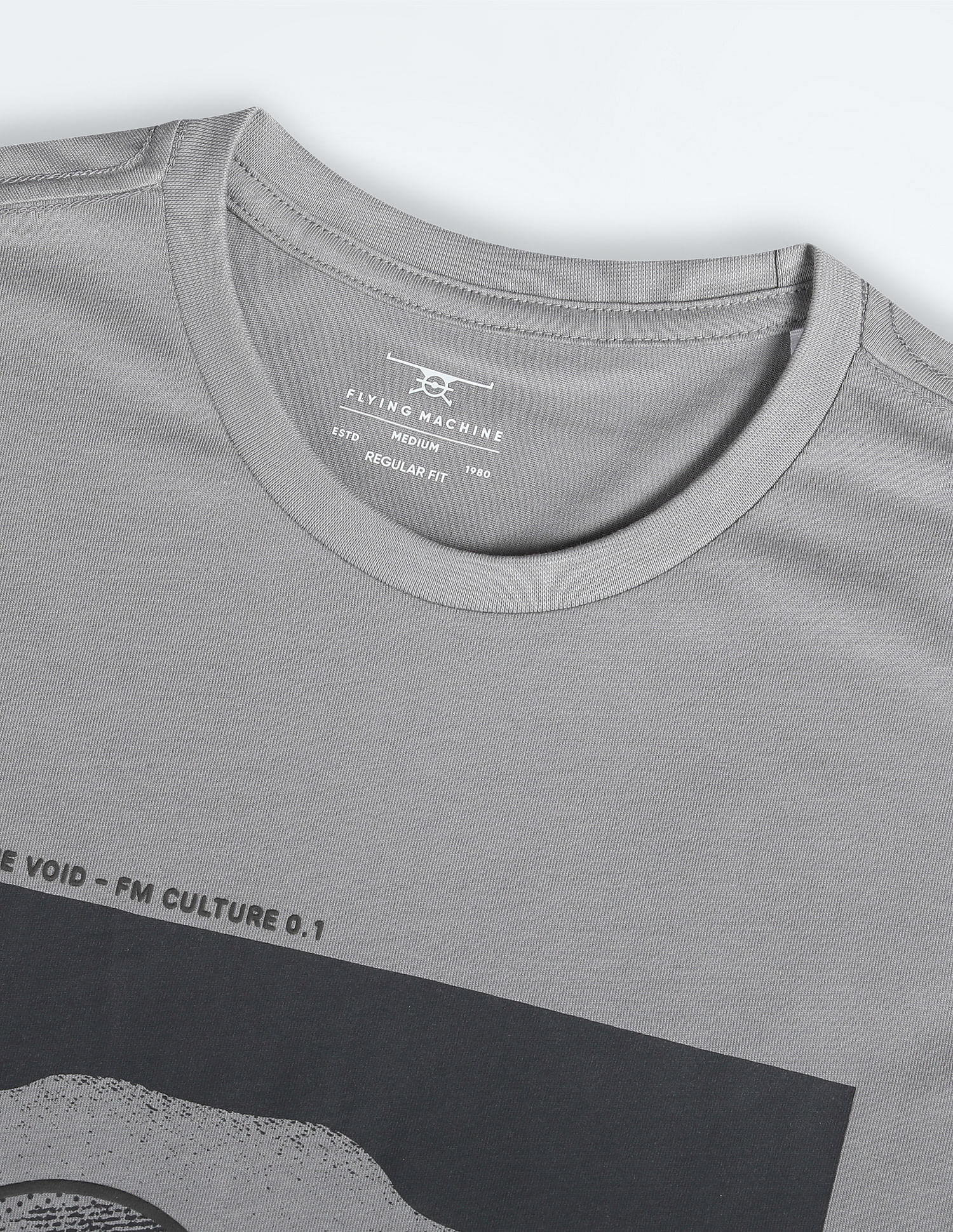 Flying Machine Tonal Graphic Print Cotton T-Shirt