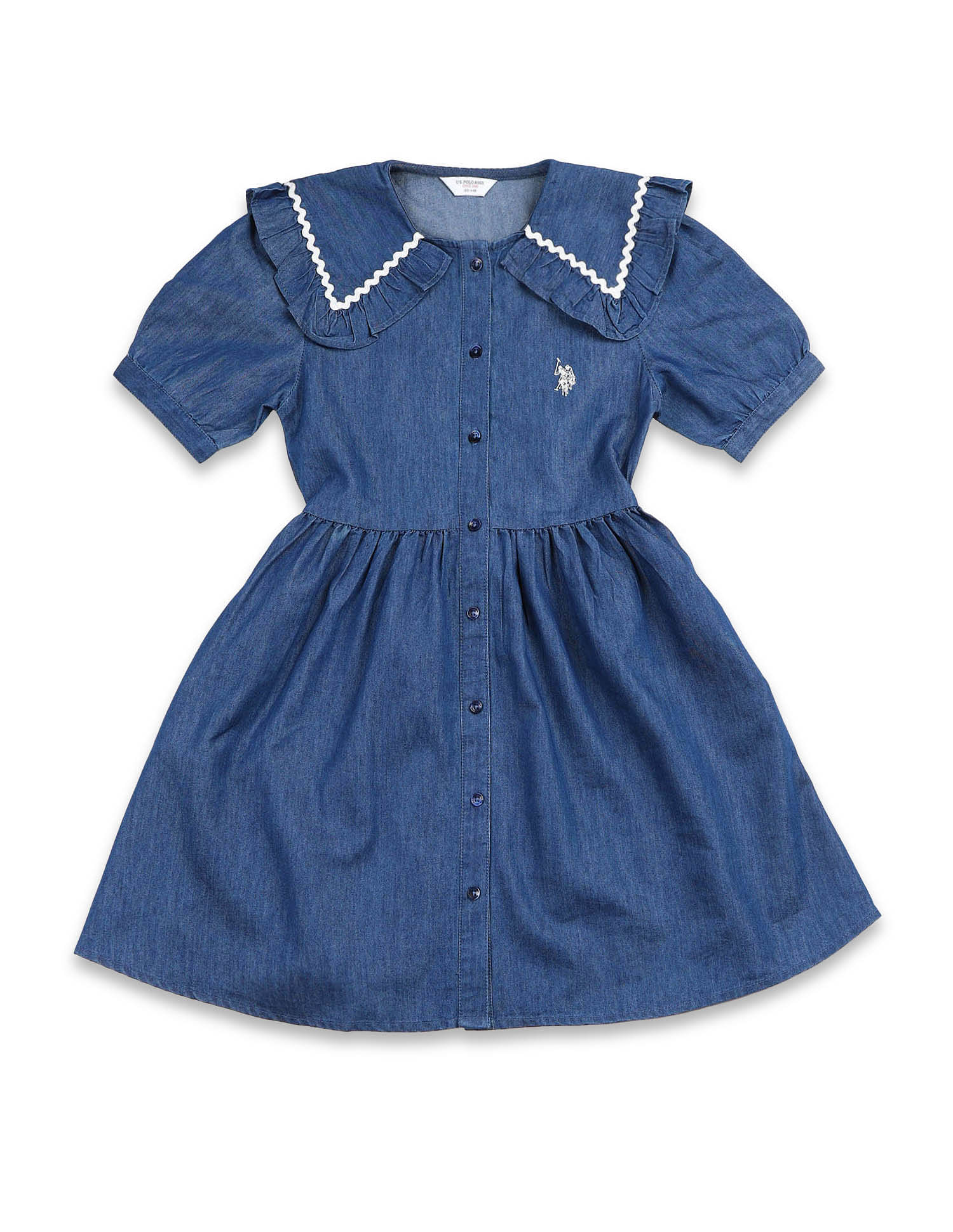 U.S. Polo Assn. Kids Girls Peter Pan Collar A-Line Dress