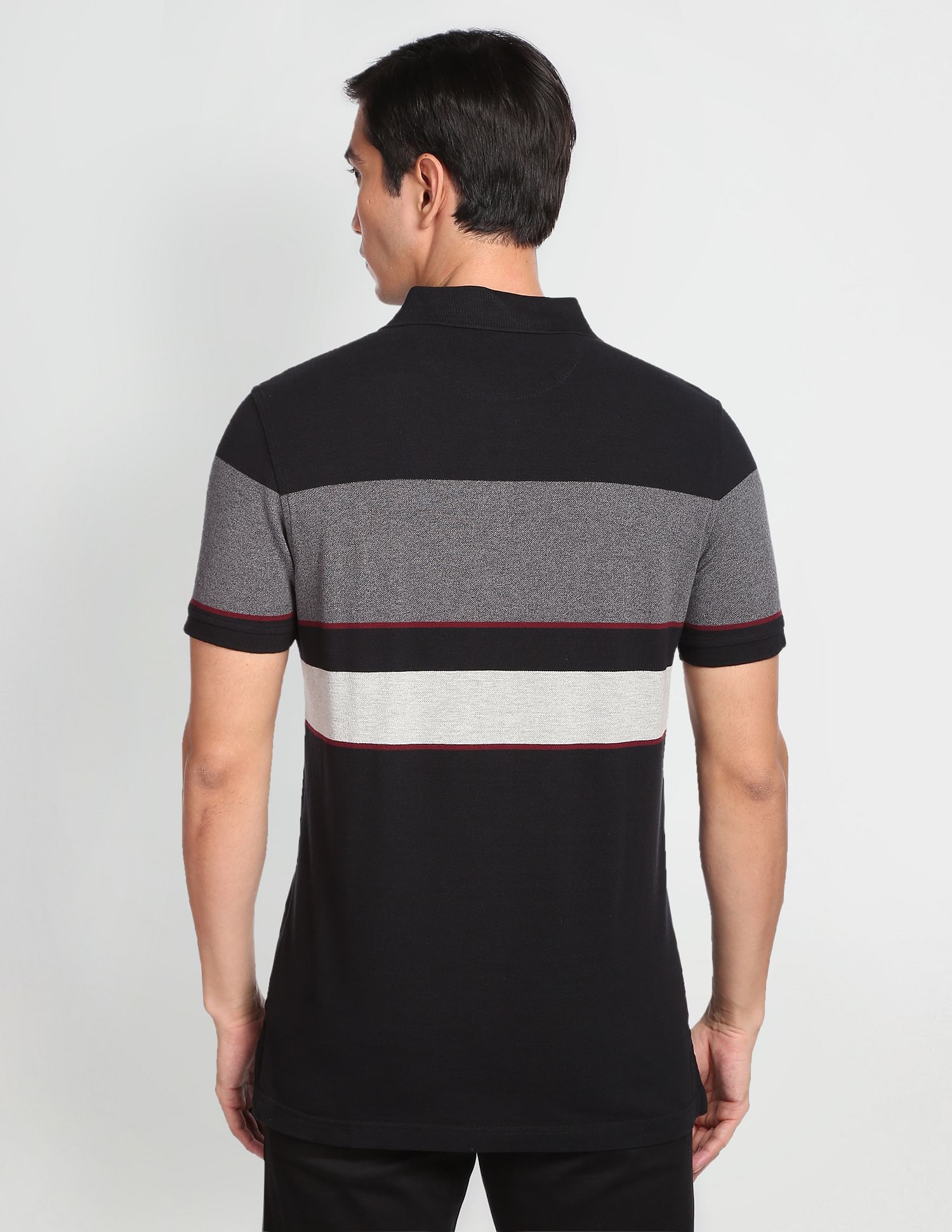 Arrow Sports Horizontal Stripe Cotton Polo Shirt