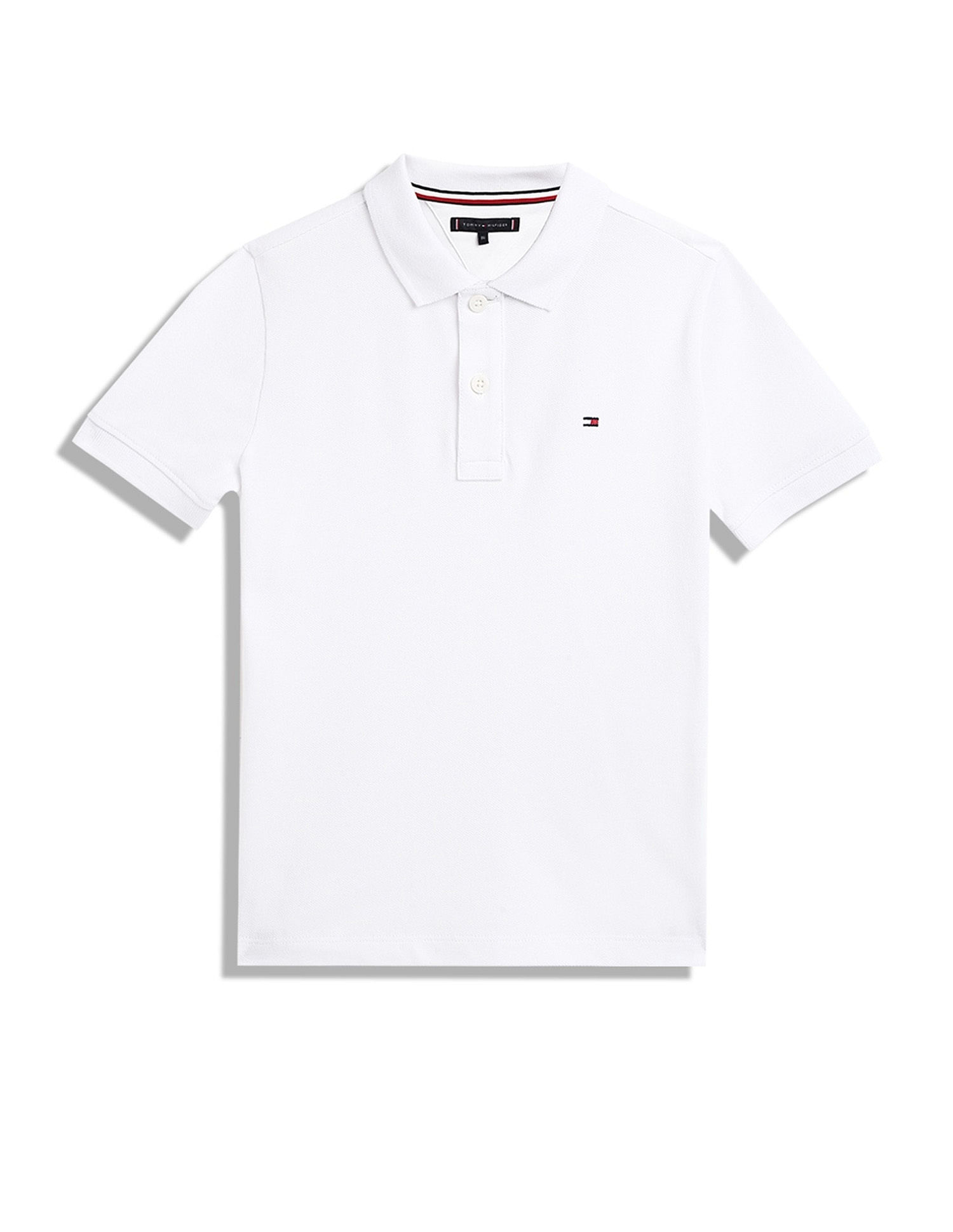 Tommy Hilfiger Boys White Solid Polo Shirt