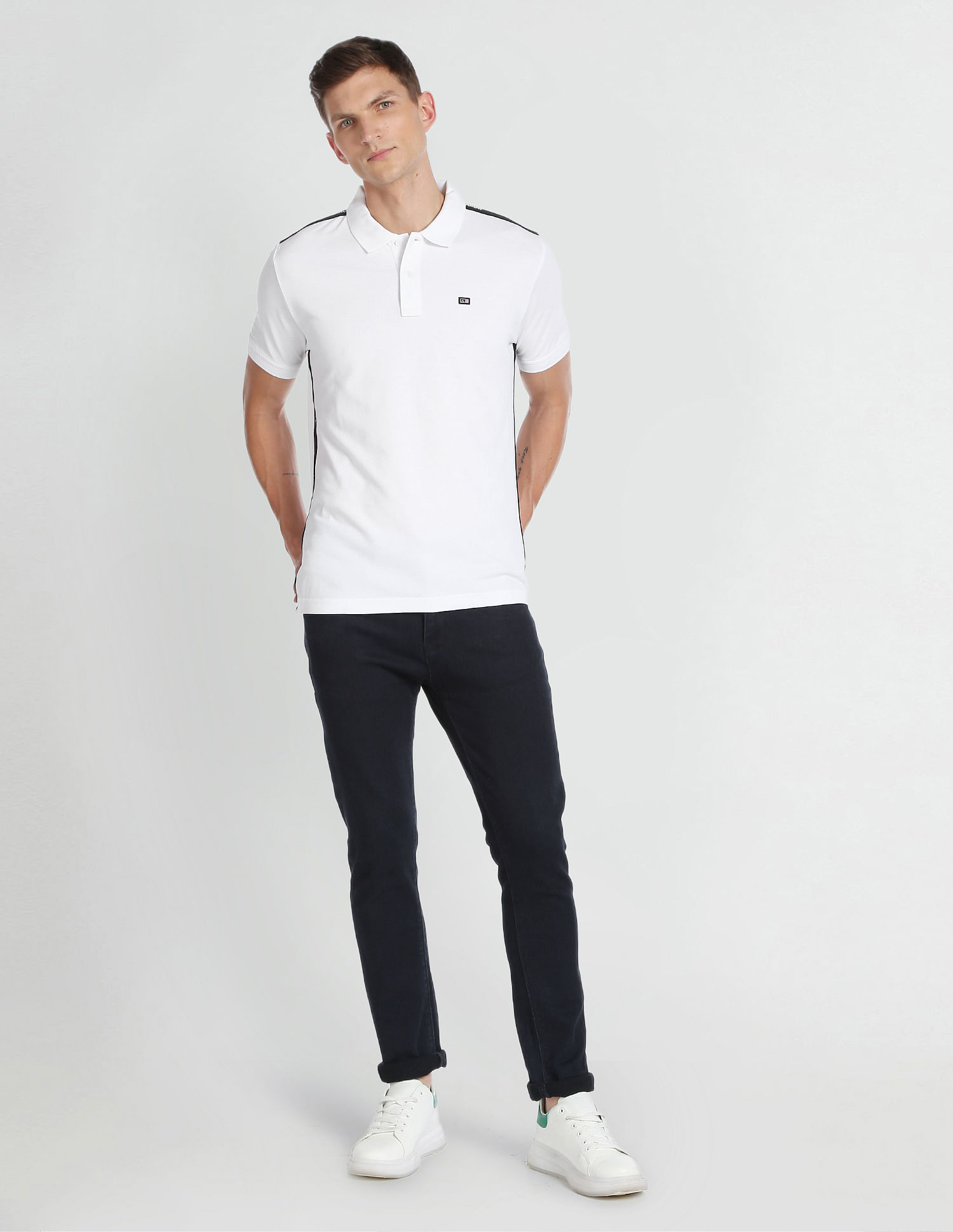 Arrow Sports Brand Taped Pique Polo Shirt