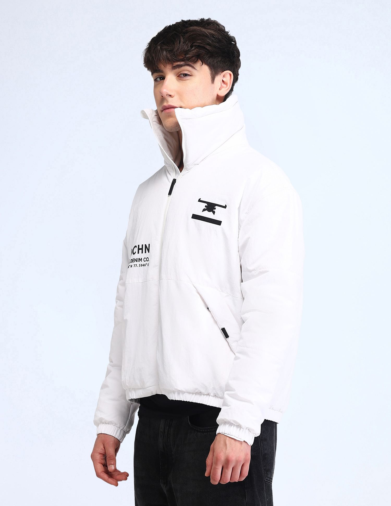 Flying Machine Relaxed Fit Printed Padded Jacket