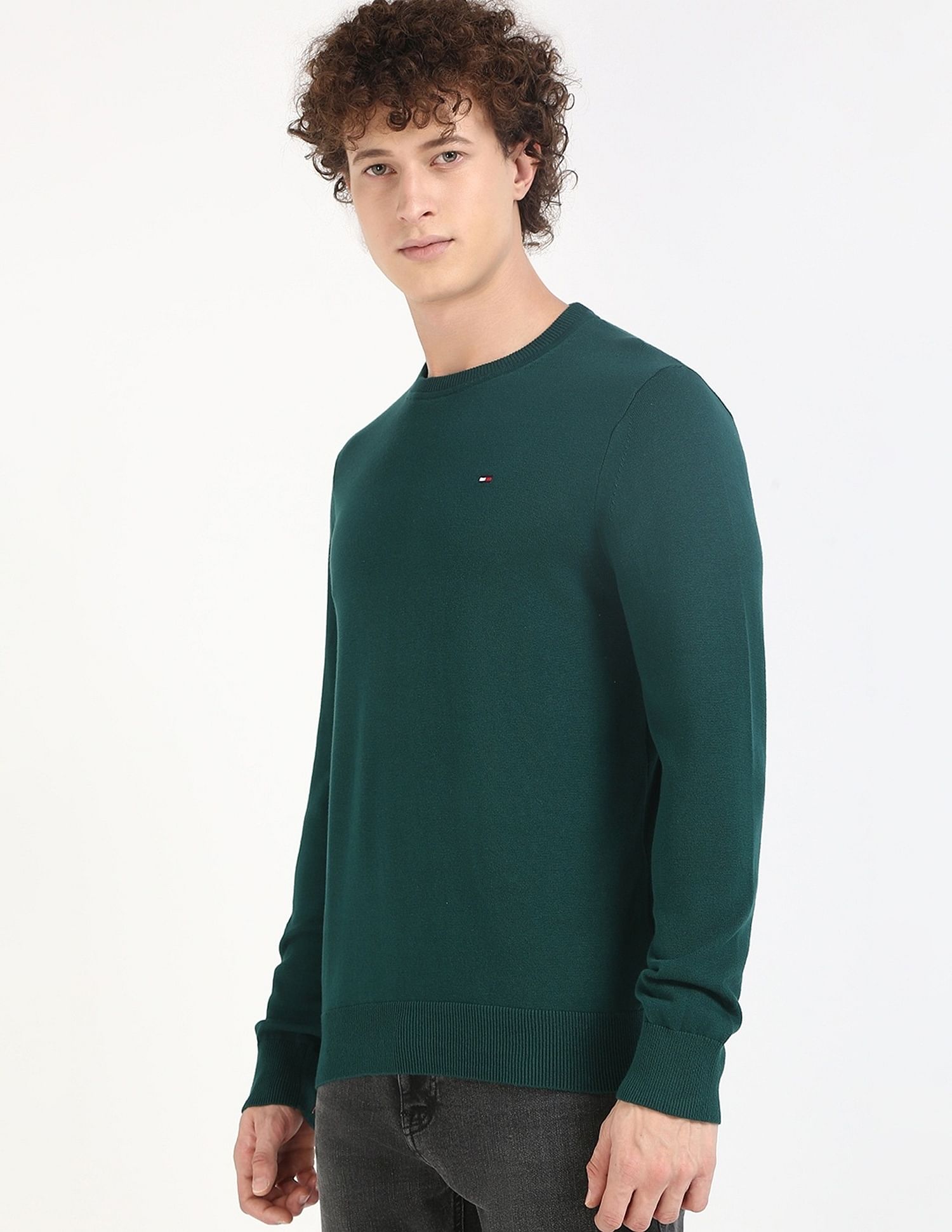 Tommy Hilfiger Solid Regular-Fit Cotton Sweater