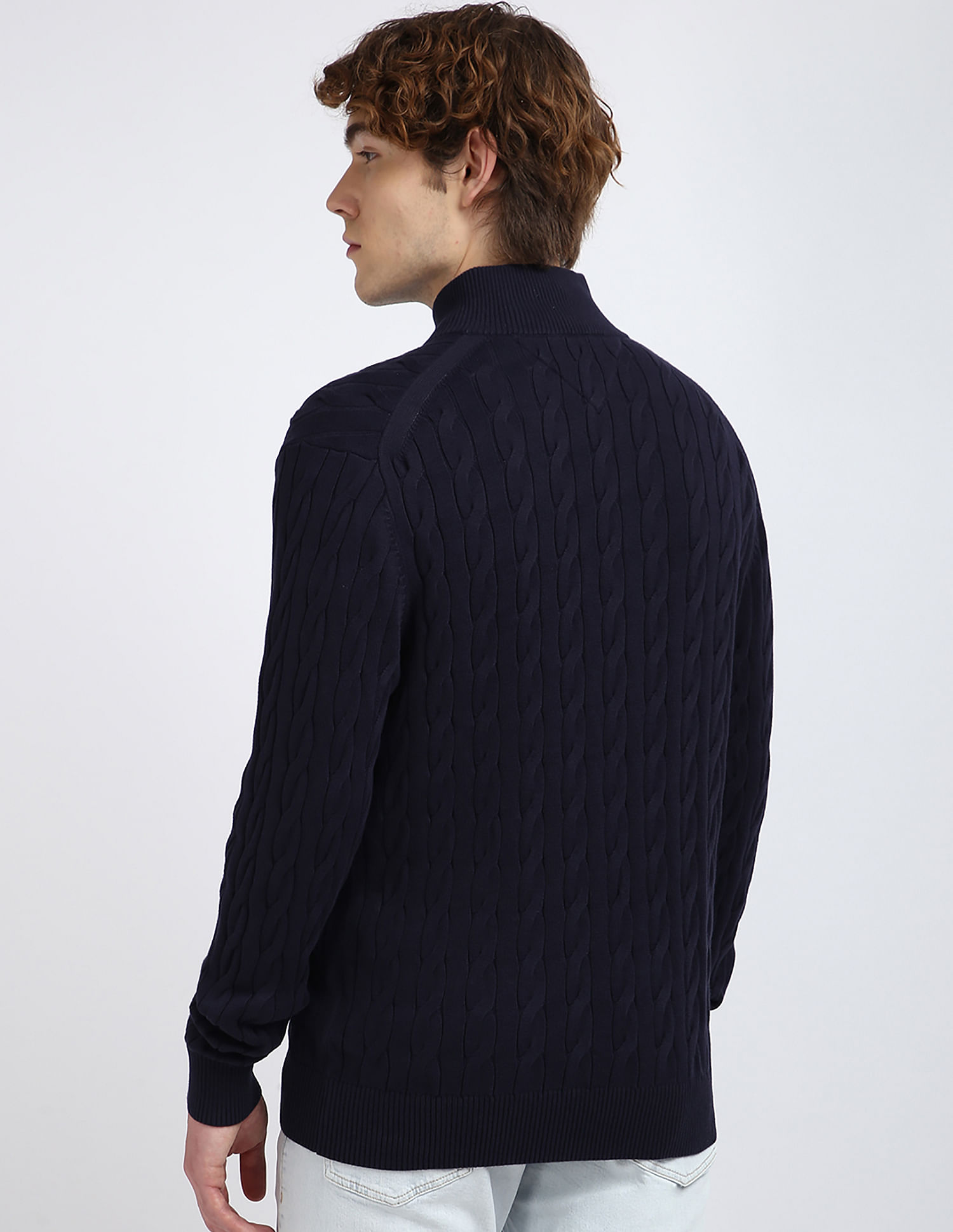 Tommy Hilfiger Classic Cotton Cable Zip Mock Neck Sweatshirt