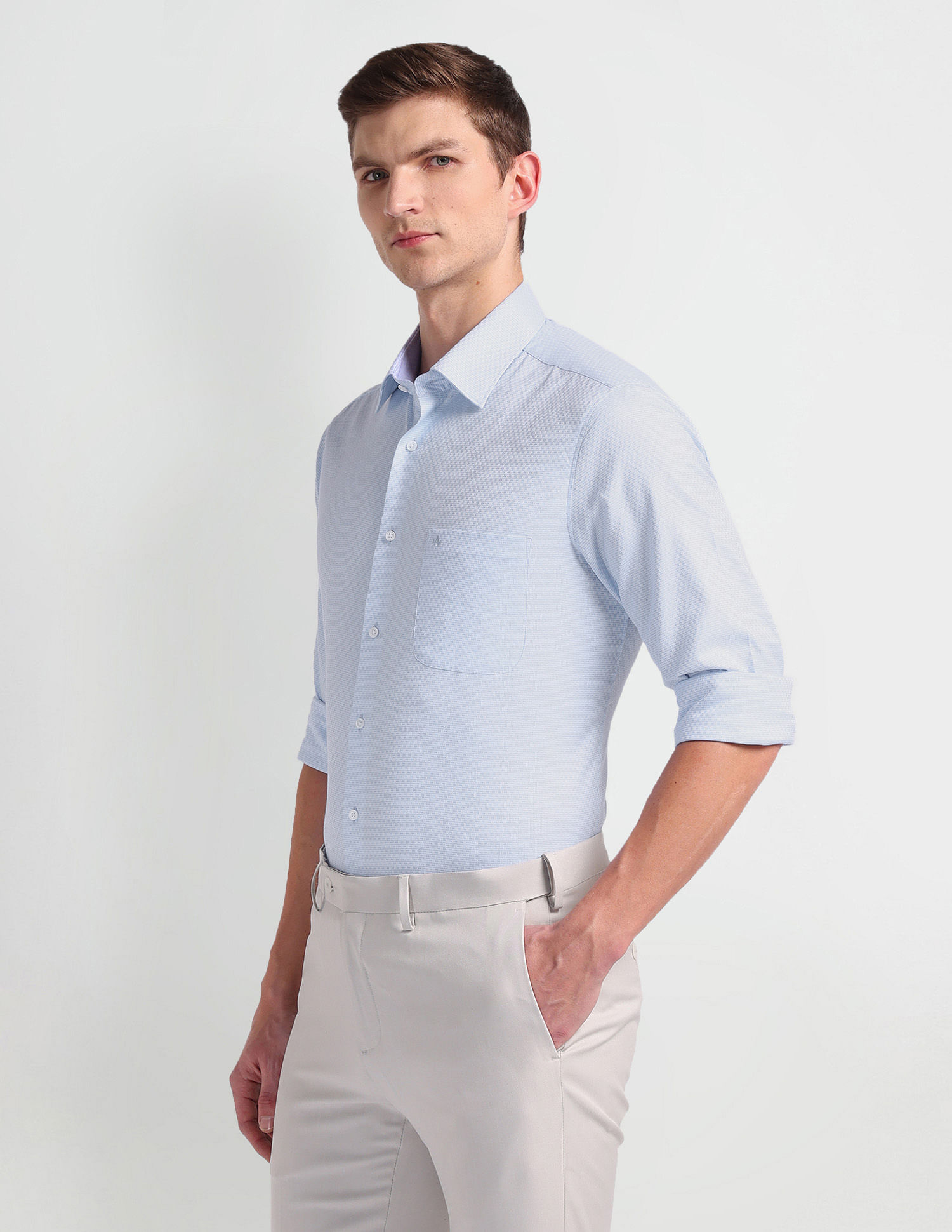 Arrow Geometric Patterned Dobby Shirt