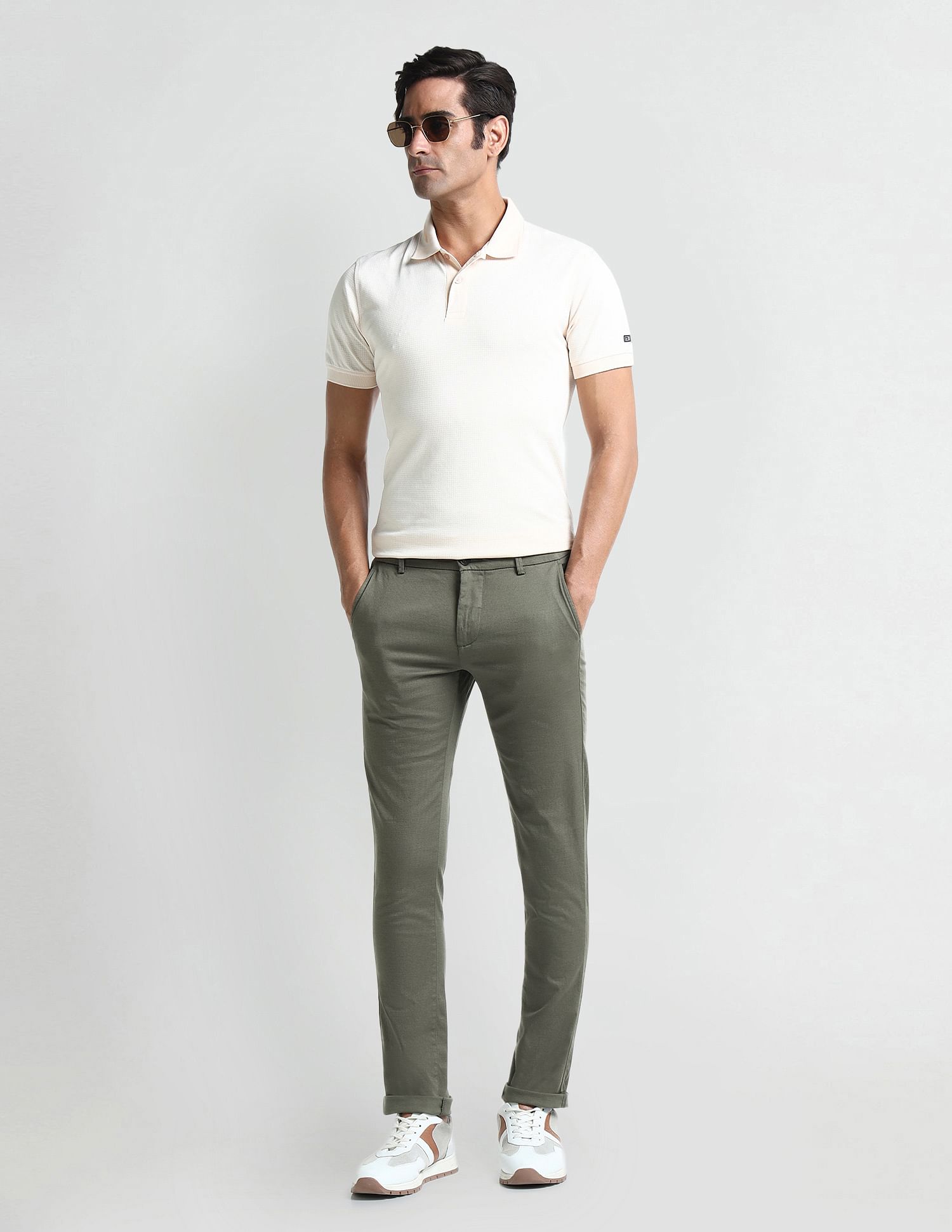 Arrow Sport Slim Fit Geometric Patterned Trousers