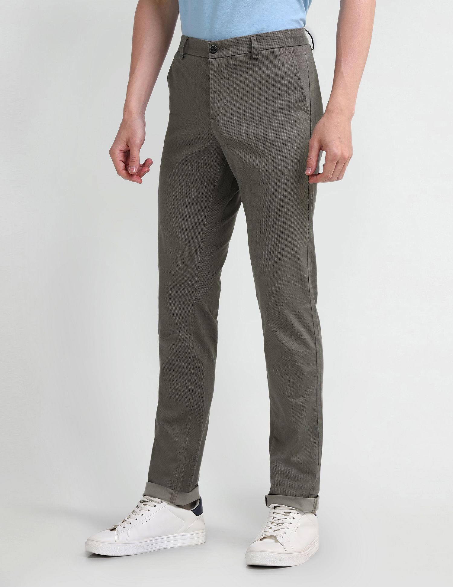 Arrow Sport Slim Mid Rise Textured Trousers