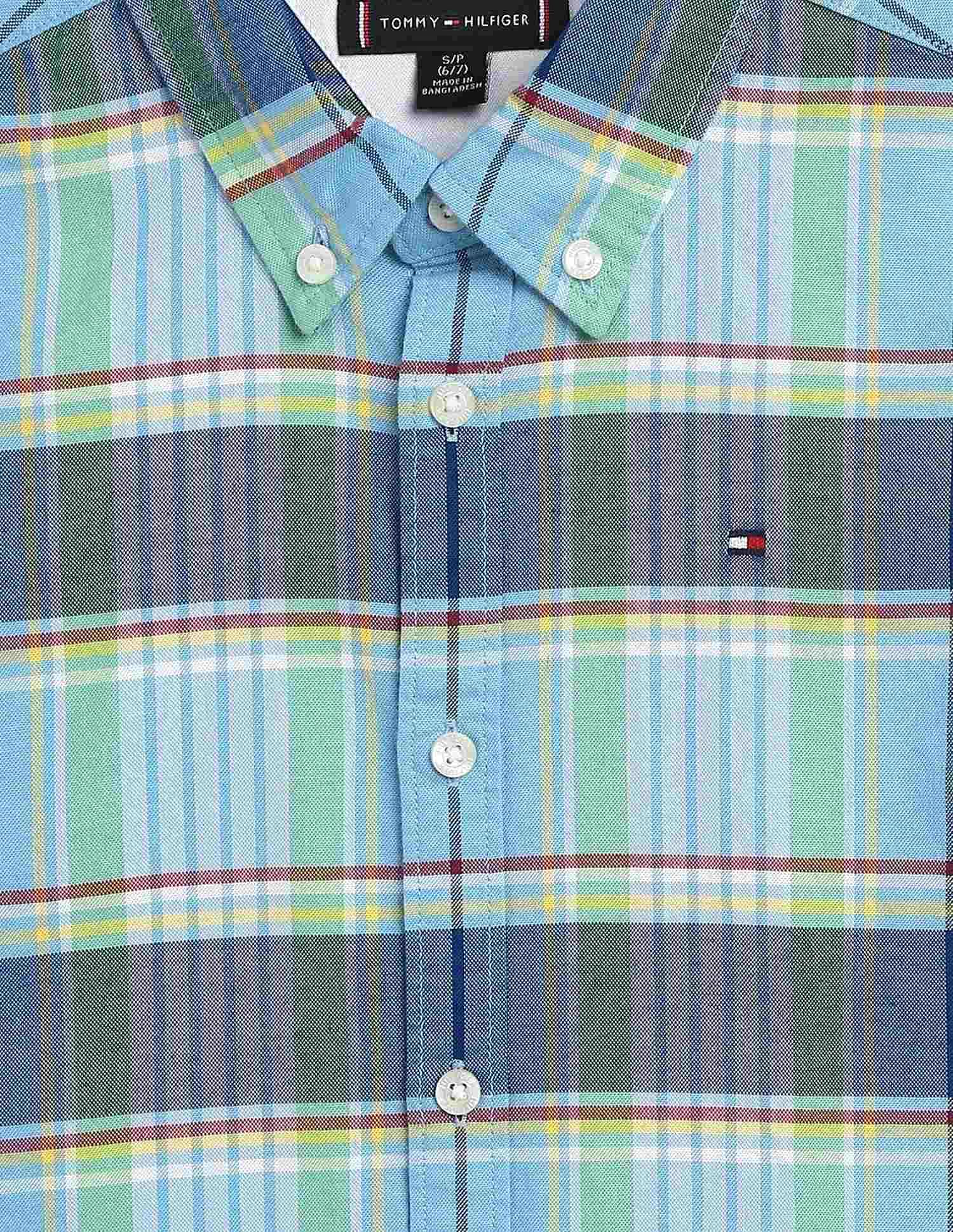 Tommy Hilfiger Boys Blue Tartan Checked Shirt