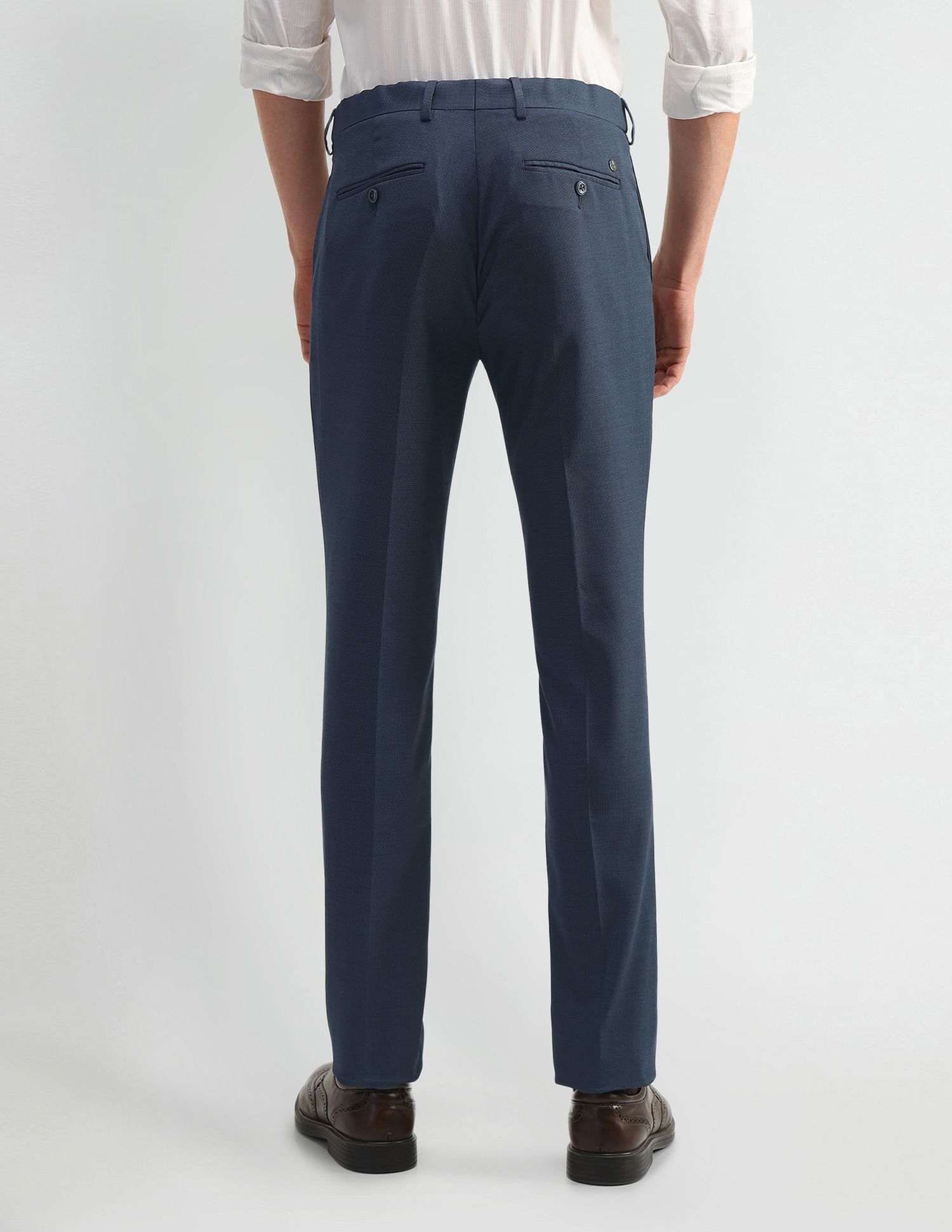 Arrow Newyork Textured Slim Fit Trousers