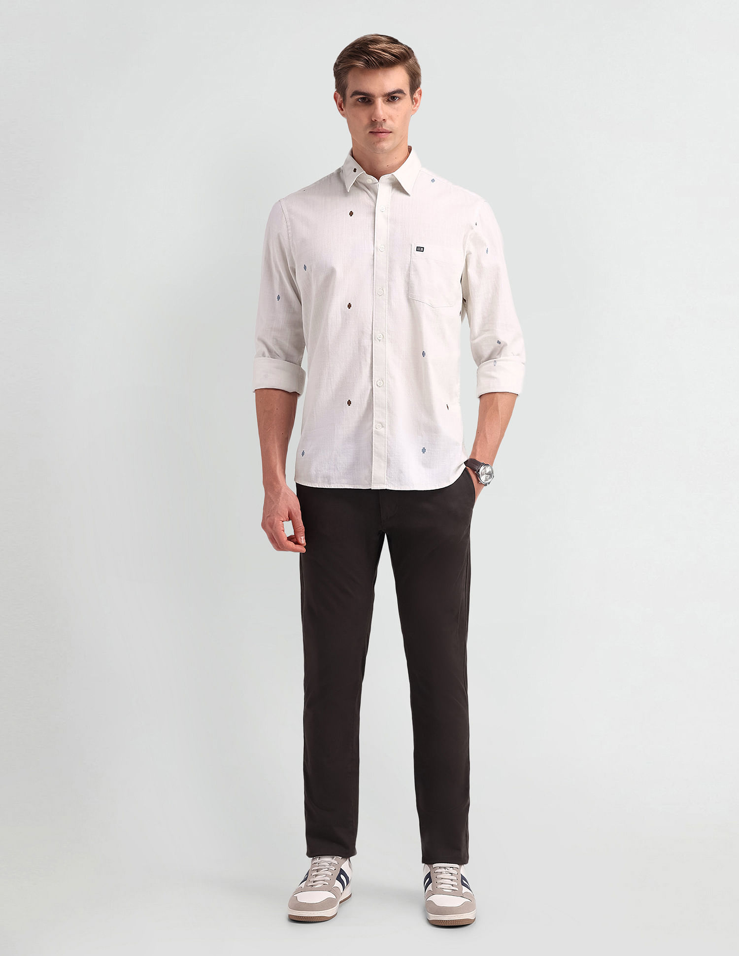 Arrow Sport Geometric Print Cotton Shirt
