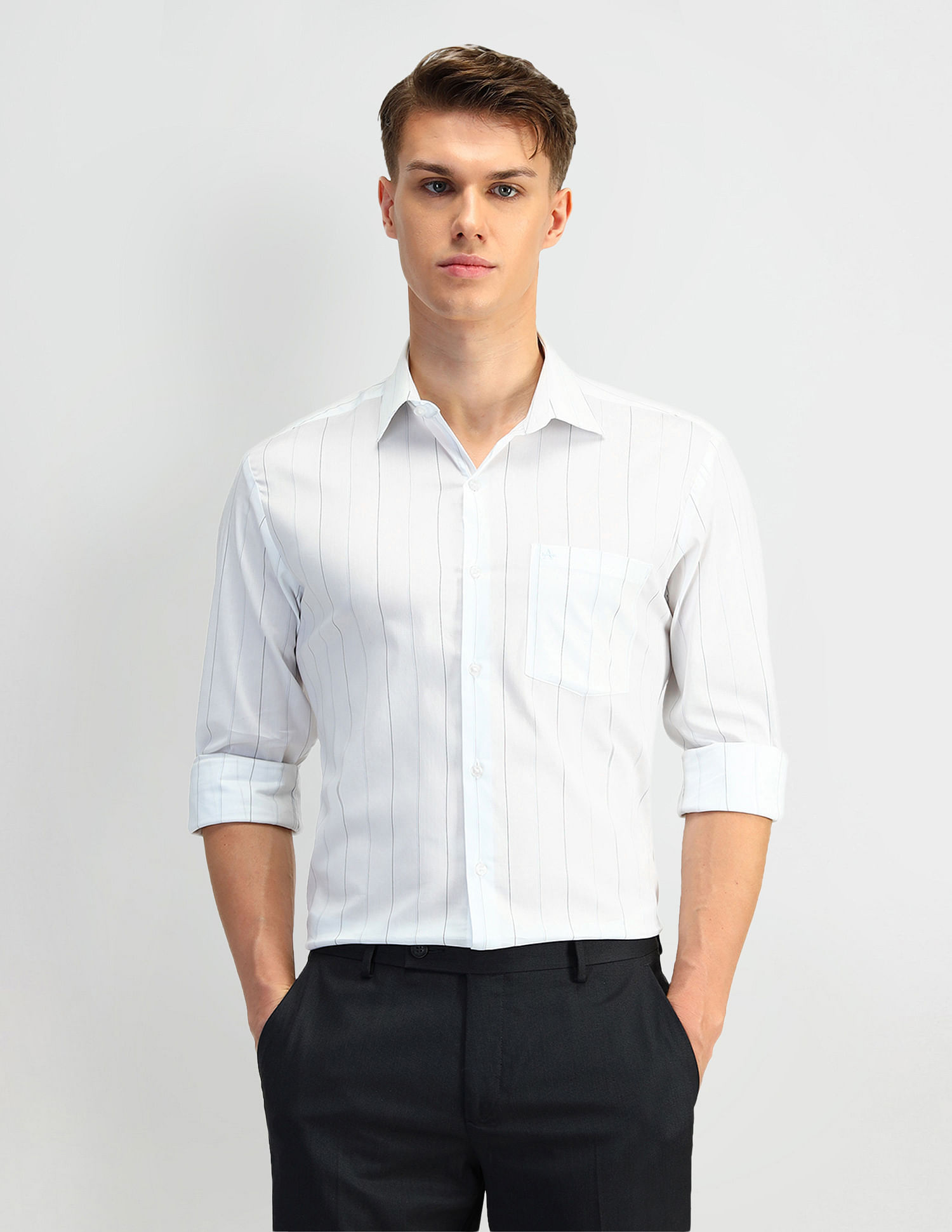 Arrow Liberty Classic Fit Vertical Striped Shirt