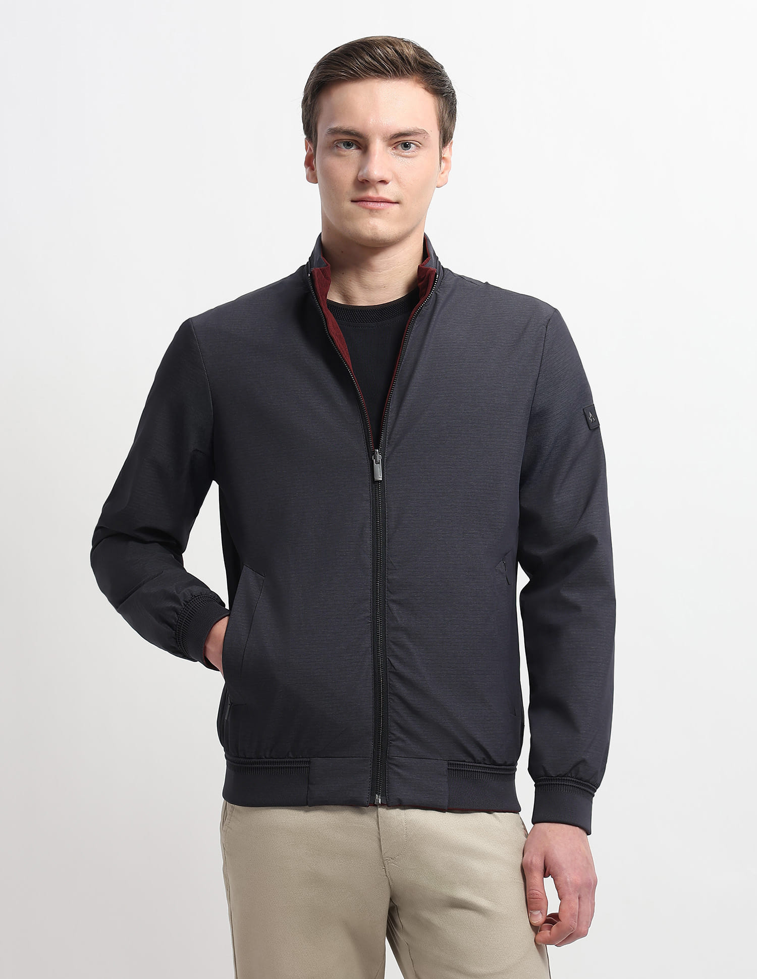 Buy Arrow Sport Mock Collar Reversible Regular Fit Jacket - NNNOW.com