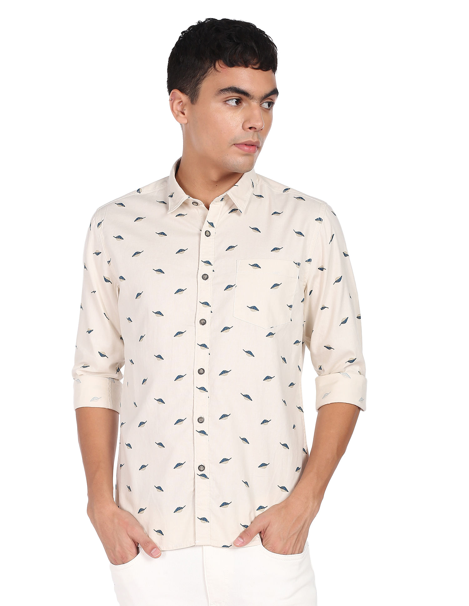 Flying Machine Graphic Print Pure Cotton Shirt