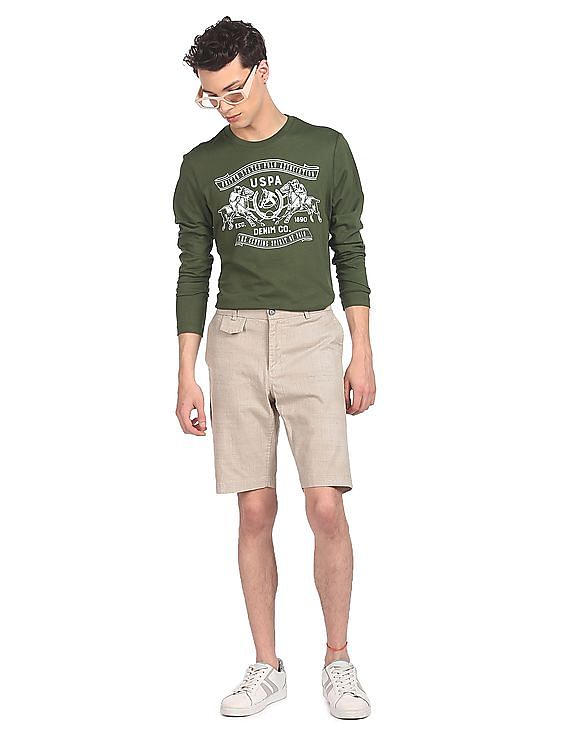 U.S. Polo Assn. Men Green Round Neck Brand Print T-Shirt