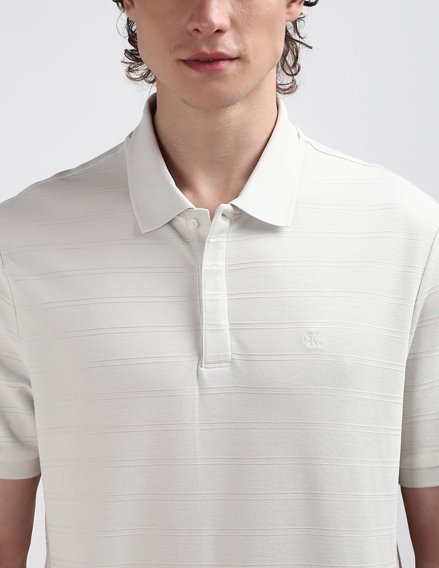 Buy Calvin Klein Horizontal Stripe Ottoman Knit Polo Shirt