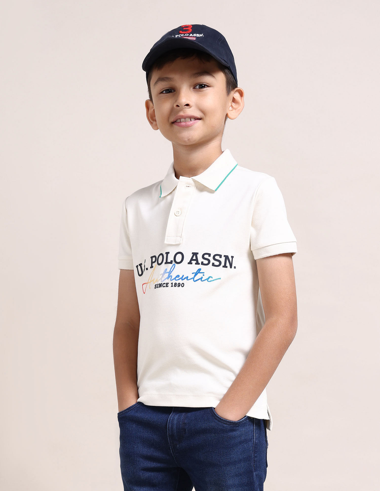 U.S. Polo Assn. Kids Boys Brand Print Cotton Polo Shirt