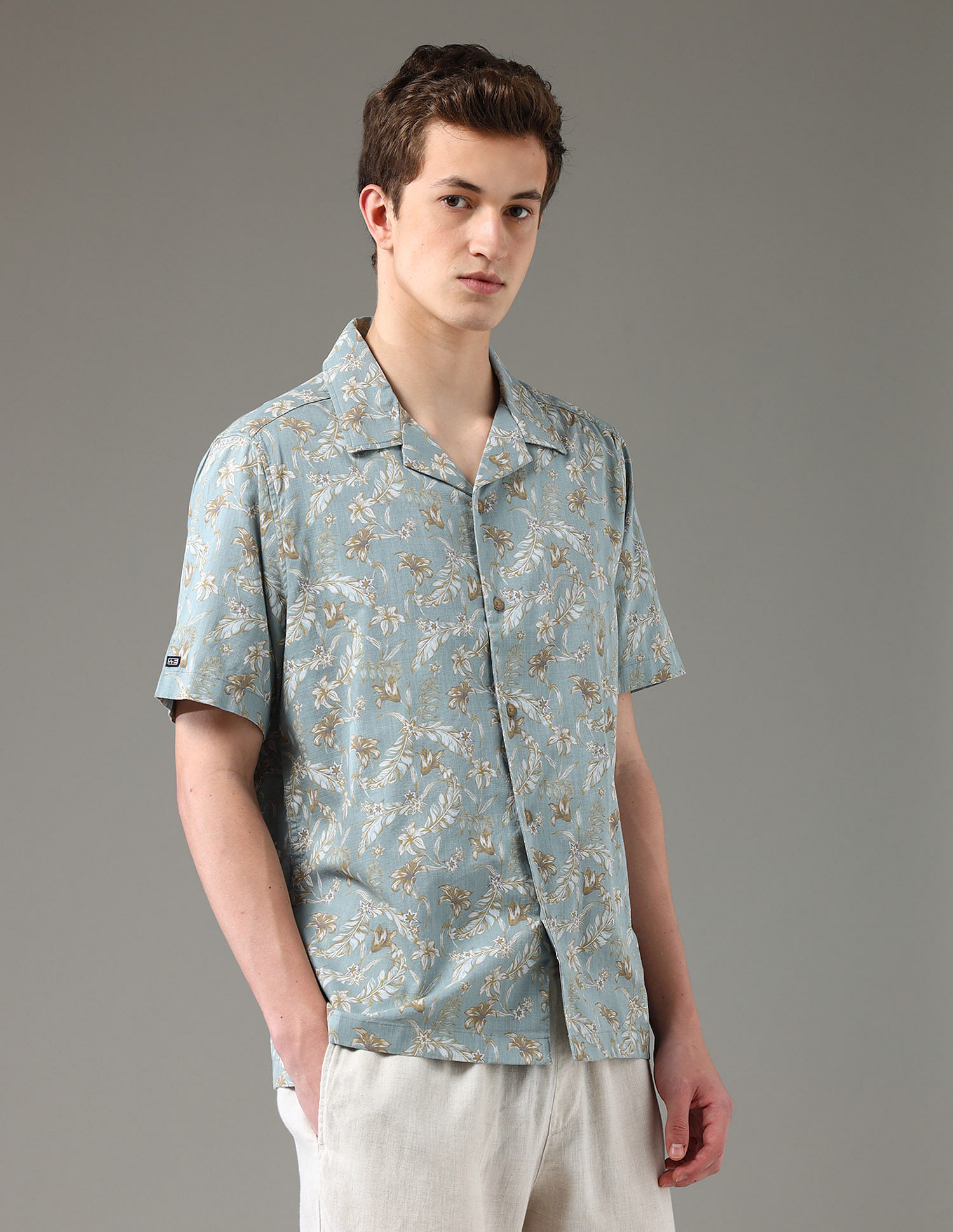 Arrow Sport Floral Pattern Pure Cotton Shirt