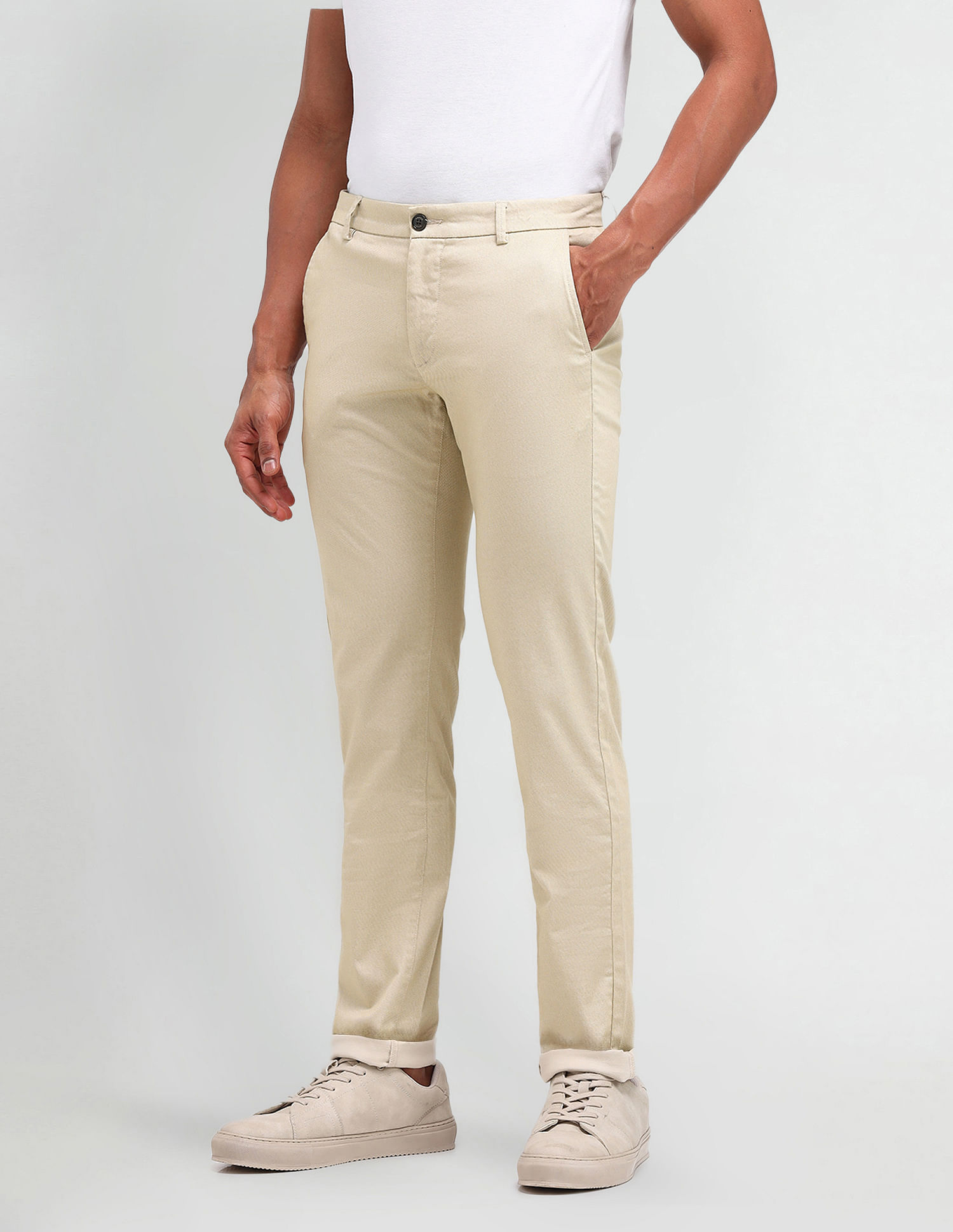 Arrow Sport Textured Mid Rise Trousers