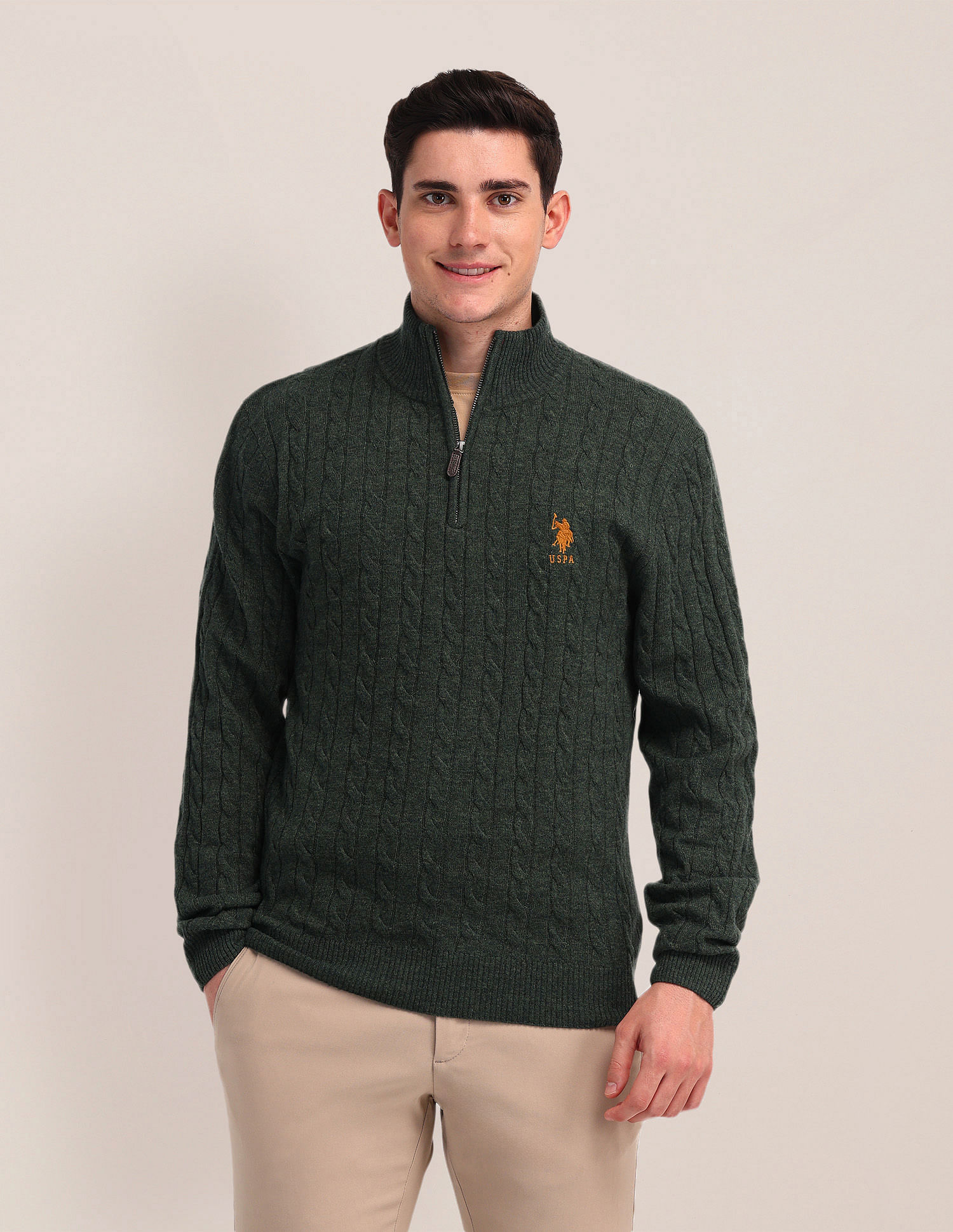 U.S. Polo Assn. High Neck Zipper Sweater