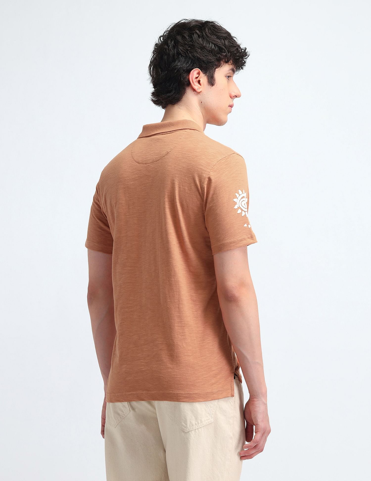 Flying Machine Brand Printed Pattern Relaxed Fit Polo Shirt