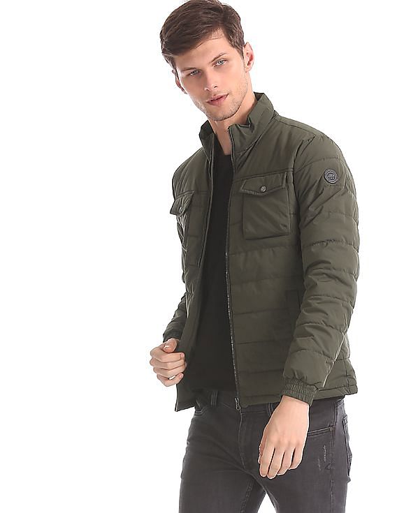 quilted jacket with high neck