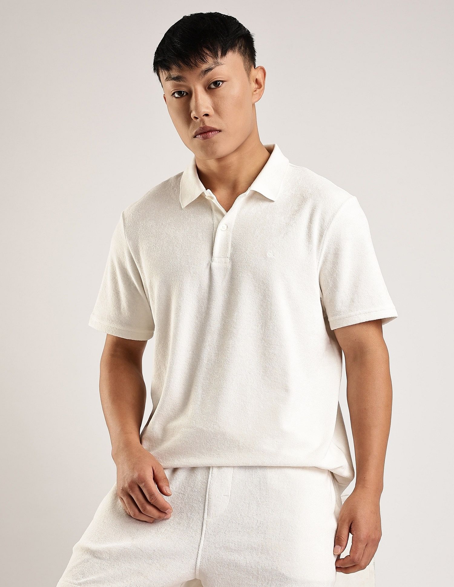Calvin Klein Jeans Textured Regular-Fit Cotton Polo T-Shirt
