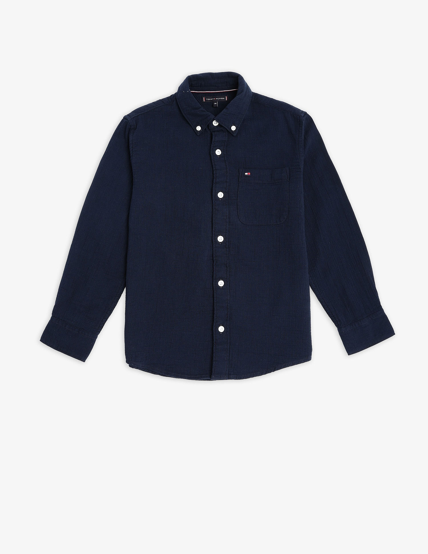 Tommy Hilfiger Kids Boys Solid Regular Fit Seersucker Shirt