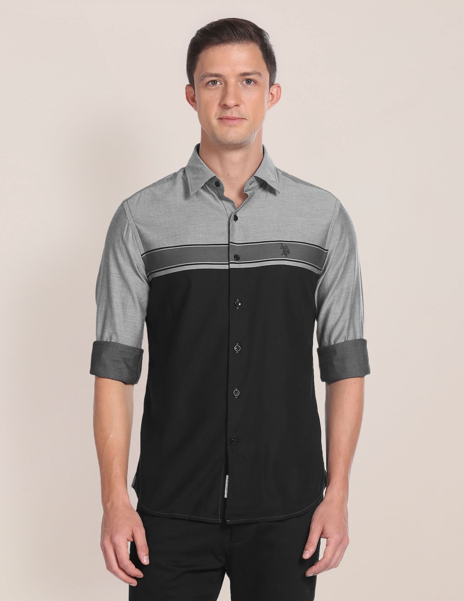 U.S. Polo Assn. Colour Block Cotton Tailored Shirt