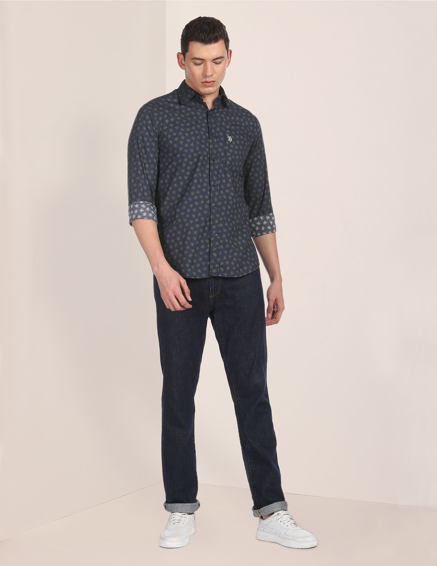 U.S. Polo Assn. Spread Collar Printed Casual Shirt