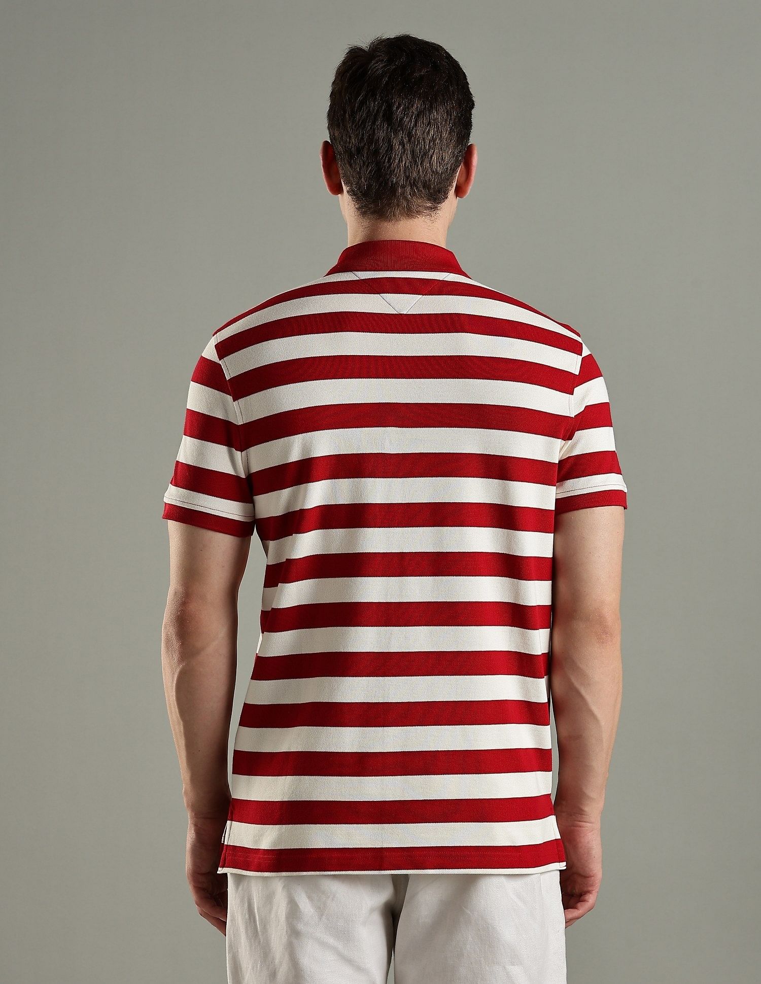 Tommy Hilfiger Striped Regular Fit Cotton Polo T-Shirt