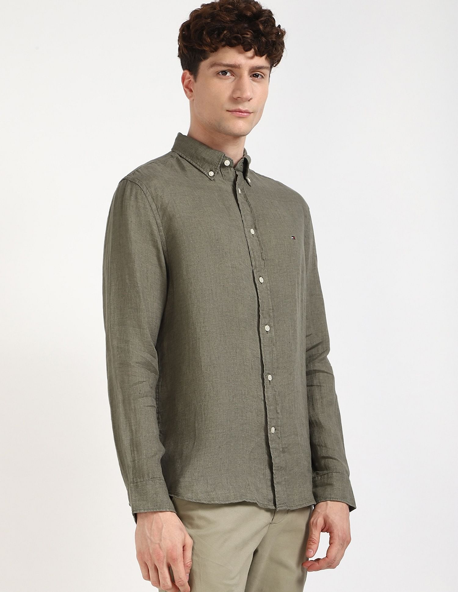 Tommy Hilfiger Solid Regular-Fit Linen Shirt