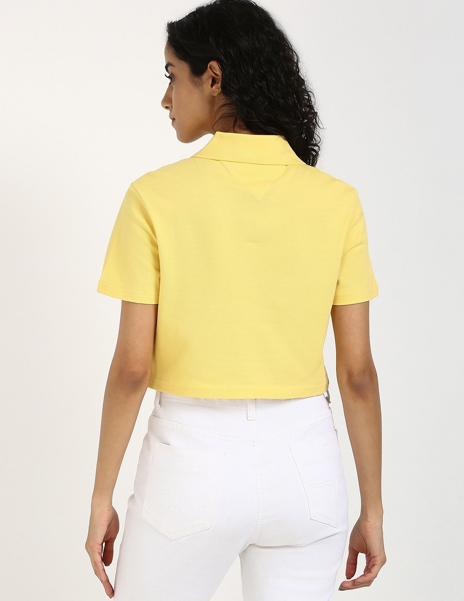Tommy Hilfiger Solid Cropped-Fit Cotton Polo T-Shirt