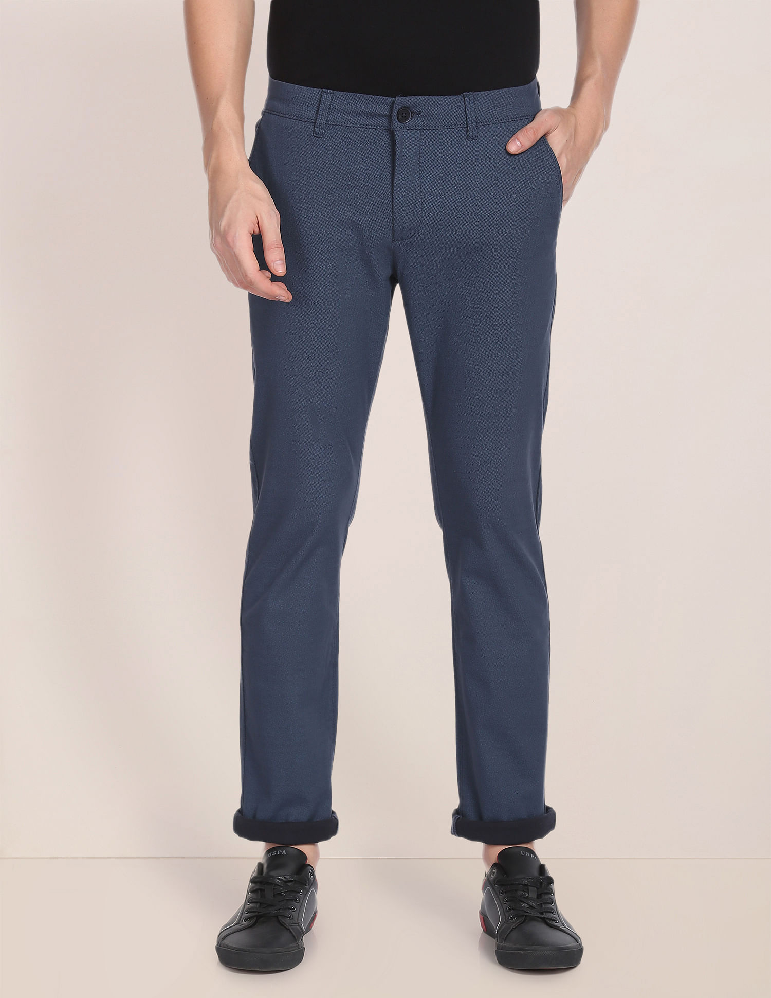 U.S. Polo Assn. Austin Trim Fit Textured Casual Trousers