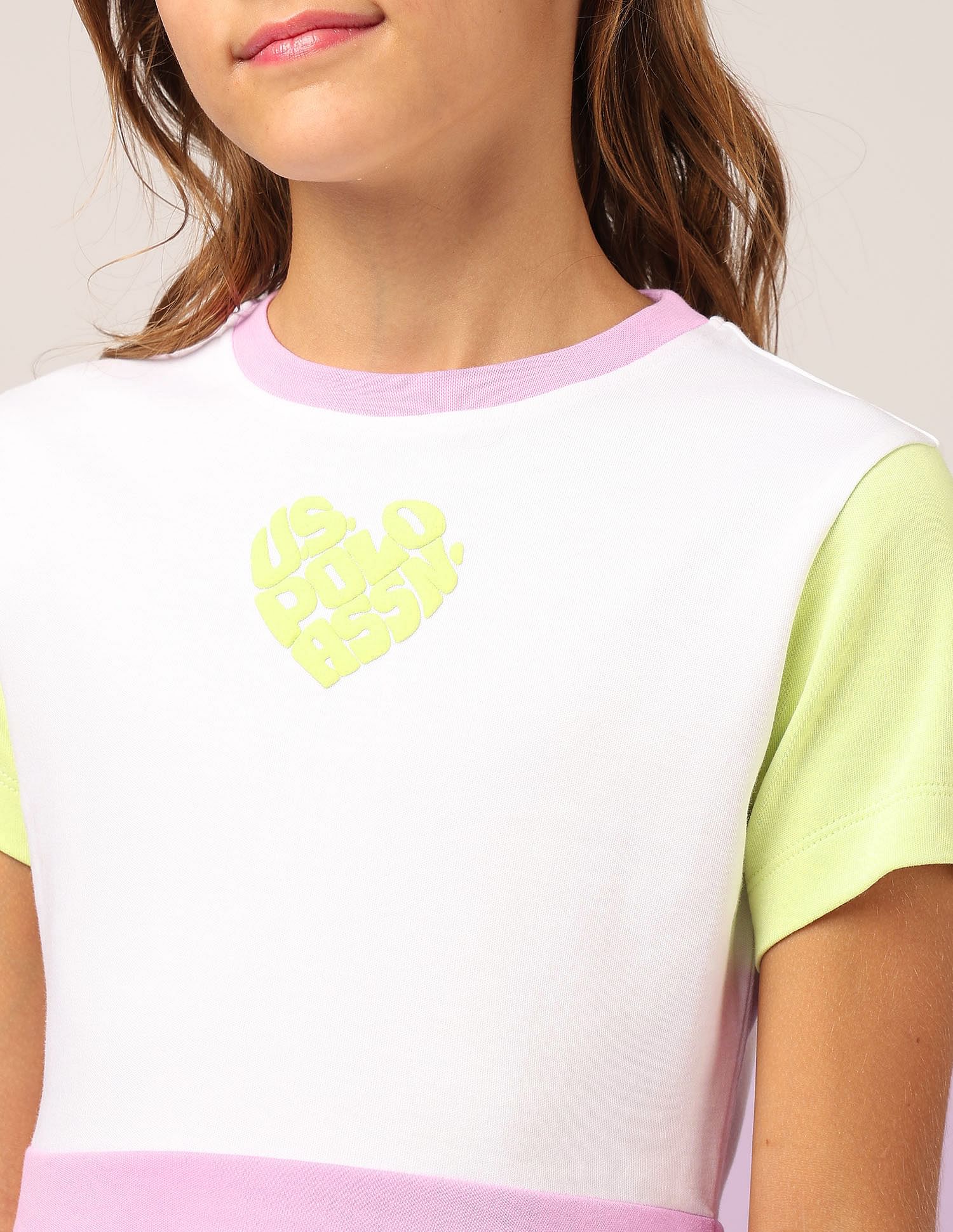 U.S. Polo Assn. Kids Girls Colorblocked Fit And Flare Dress