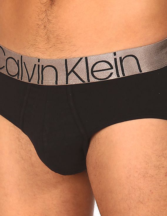Calvin Klein Underwear Men Black Elasticized Logo Waistband Hipster Briefs