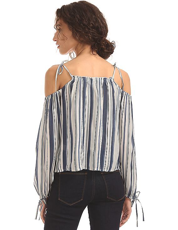 Aeropostale Striped Cold Shoulder Top