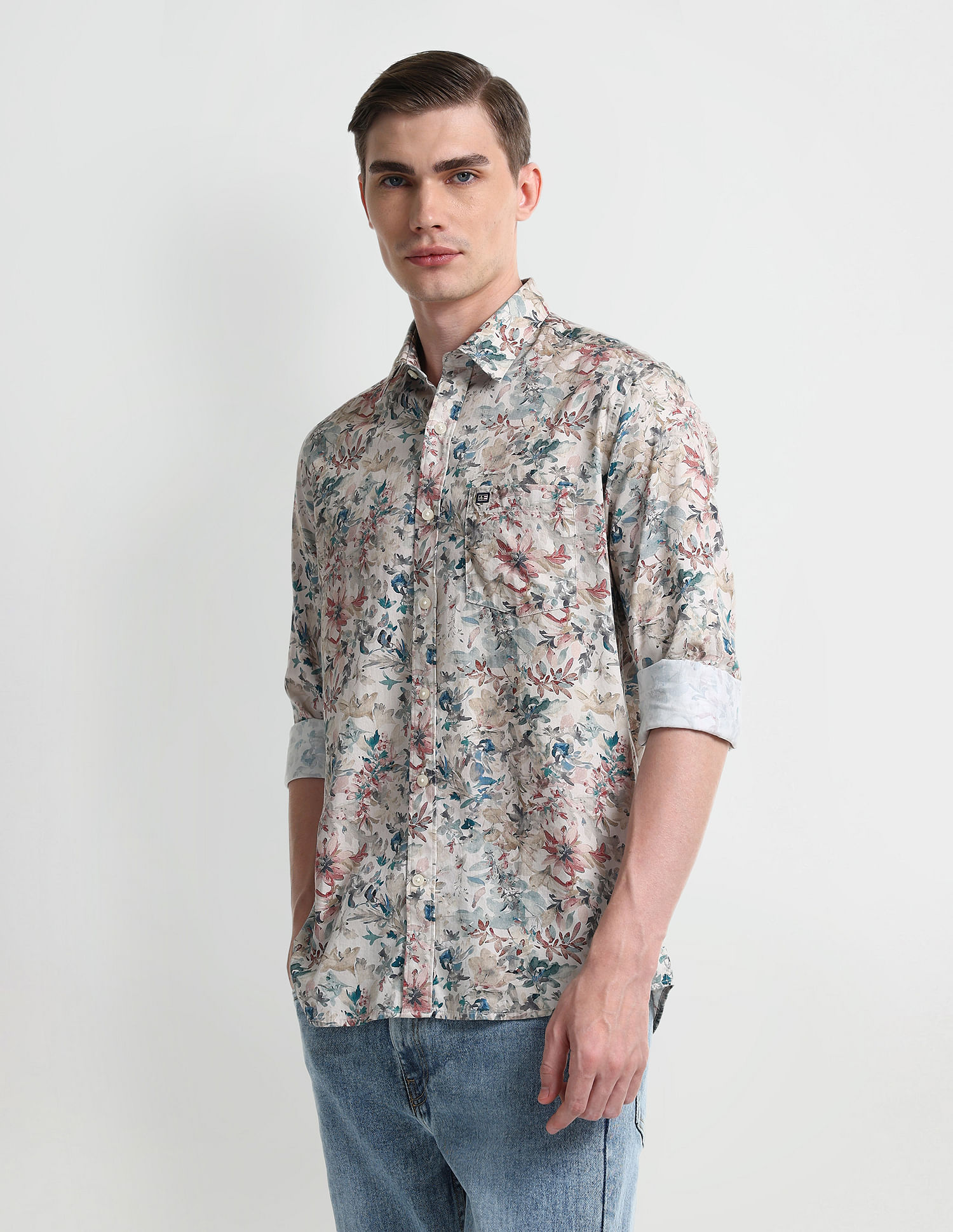 Arrow Sport Floral Print Satin Shirt