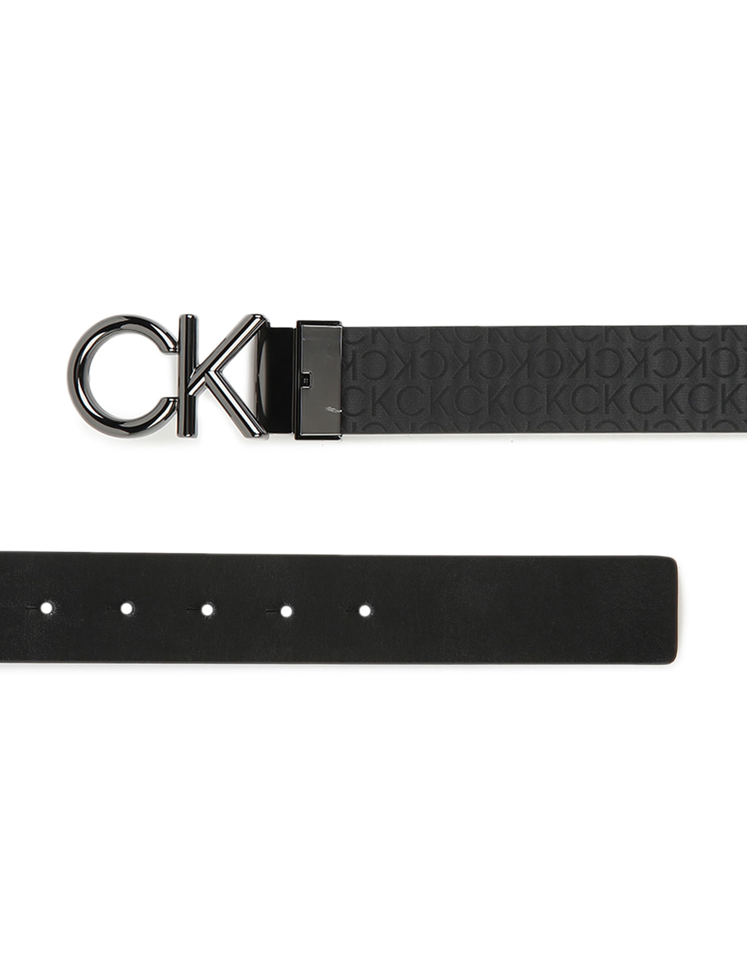 Calvin Klein Monogram Buckle Reversible Leather Belt