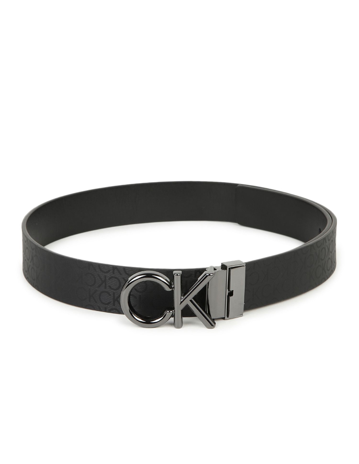 Calvin Klein Monogram Buckle Reversible Leather Belt
