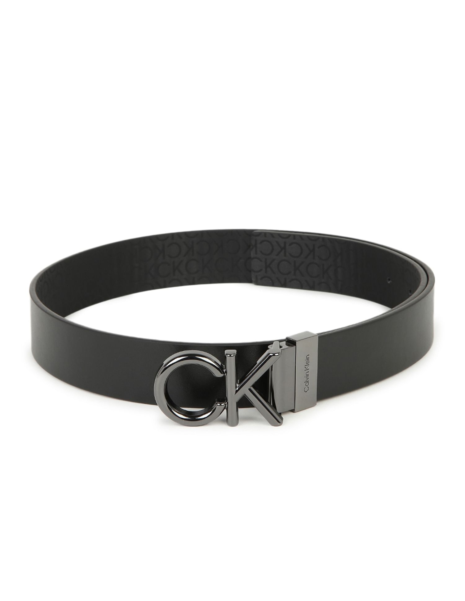 Calvin Klein Monogram Buckle Reversible Leather Belt