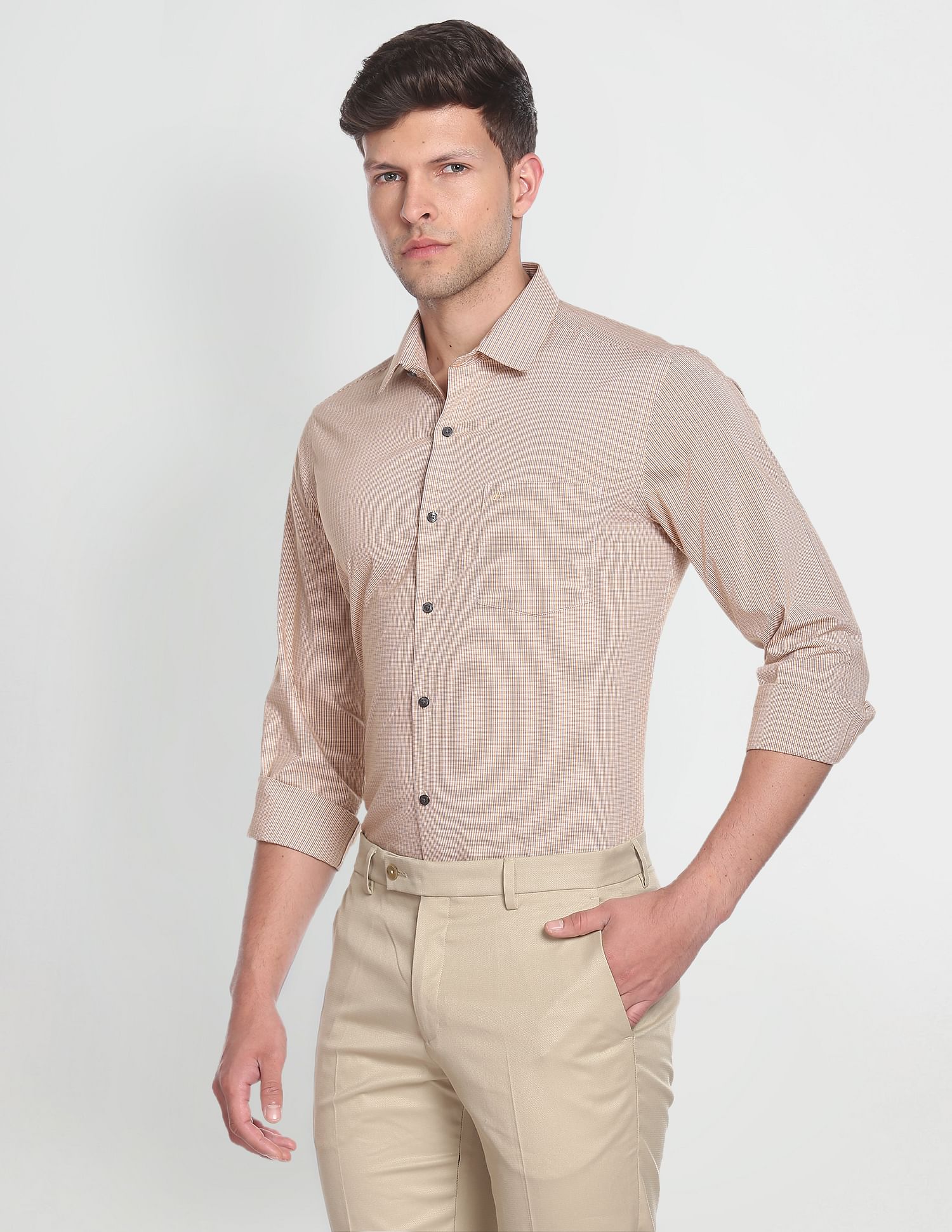 Arrow Manhattan Slim Fit Micro Check Shirt