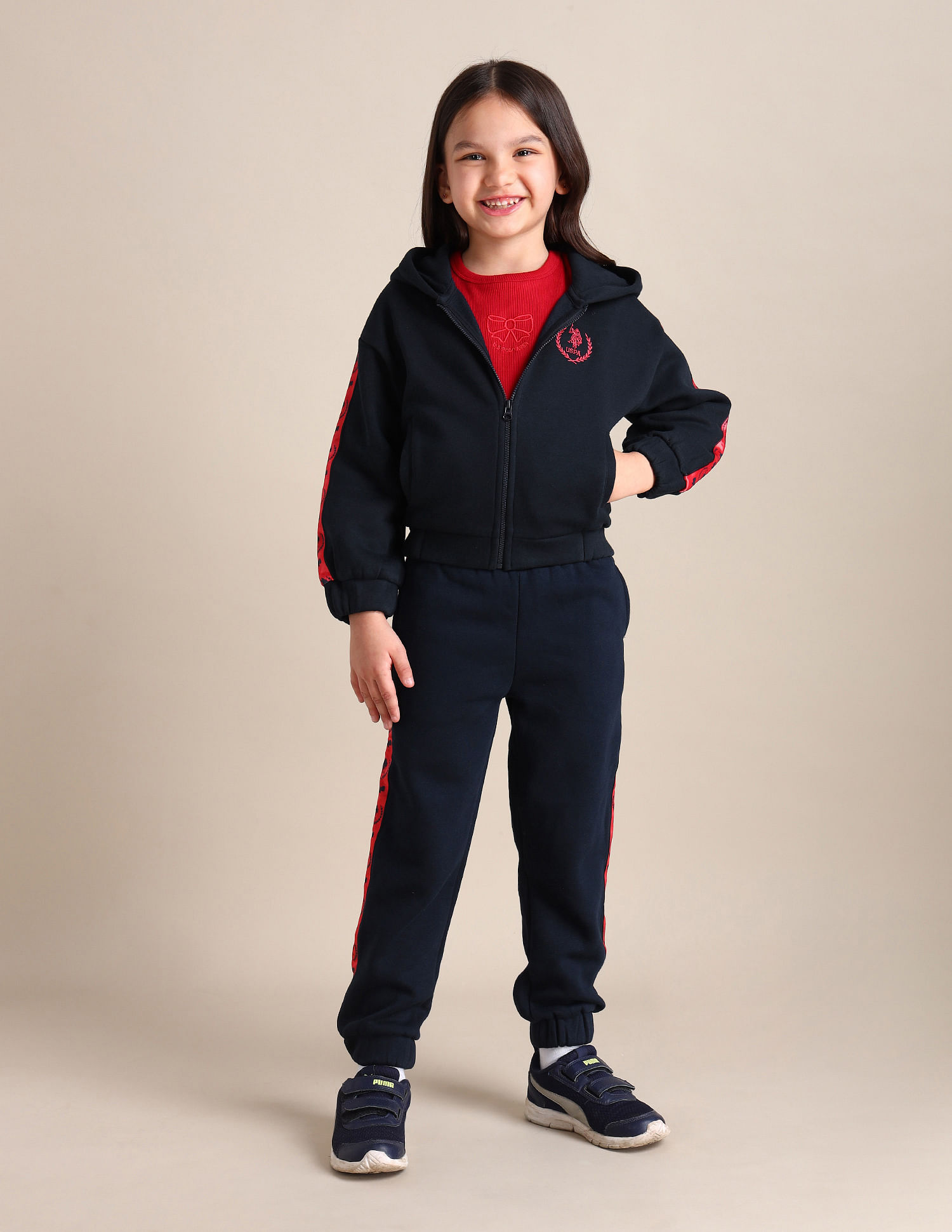 U.S. Polo Assn. Kids Girls Hooded Regular Fit Sweatshirt
