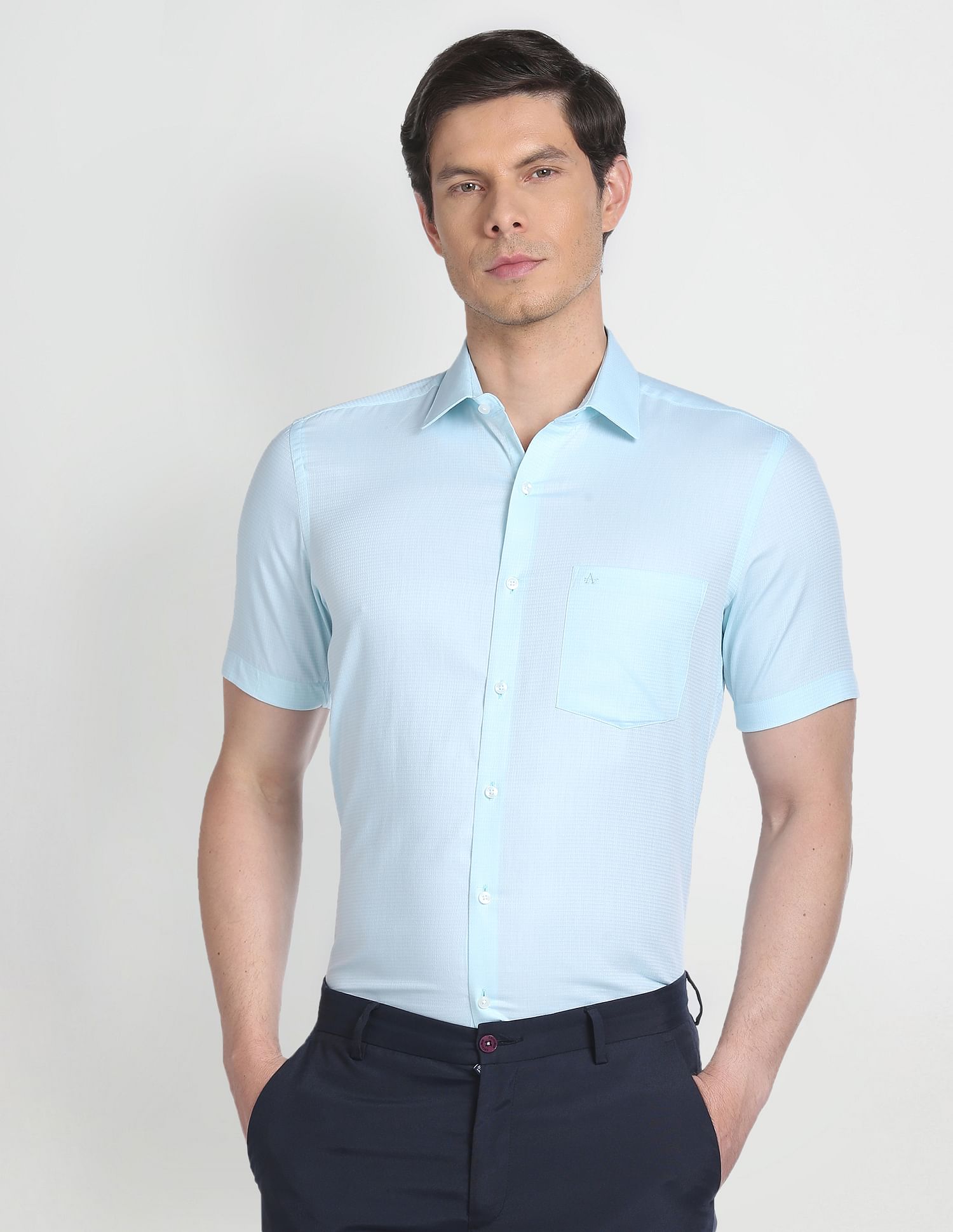Arrow Short Sleeve Self Design Formal Shirt