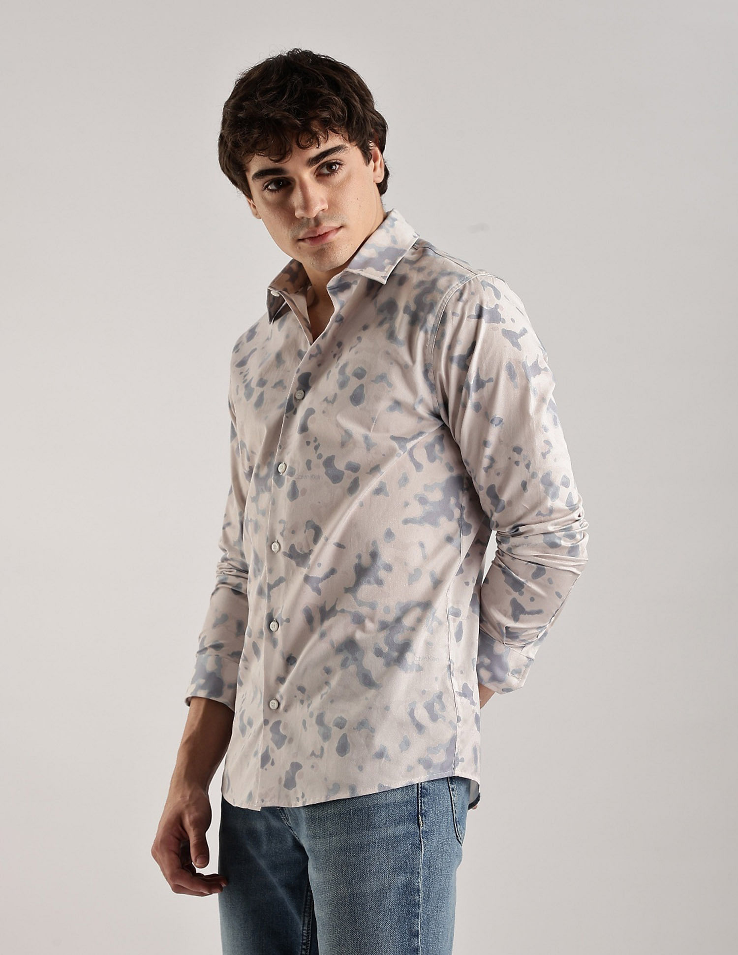 Calvin Klein Jeans Abstract Slim Fit Poplin Woven Shirt