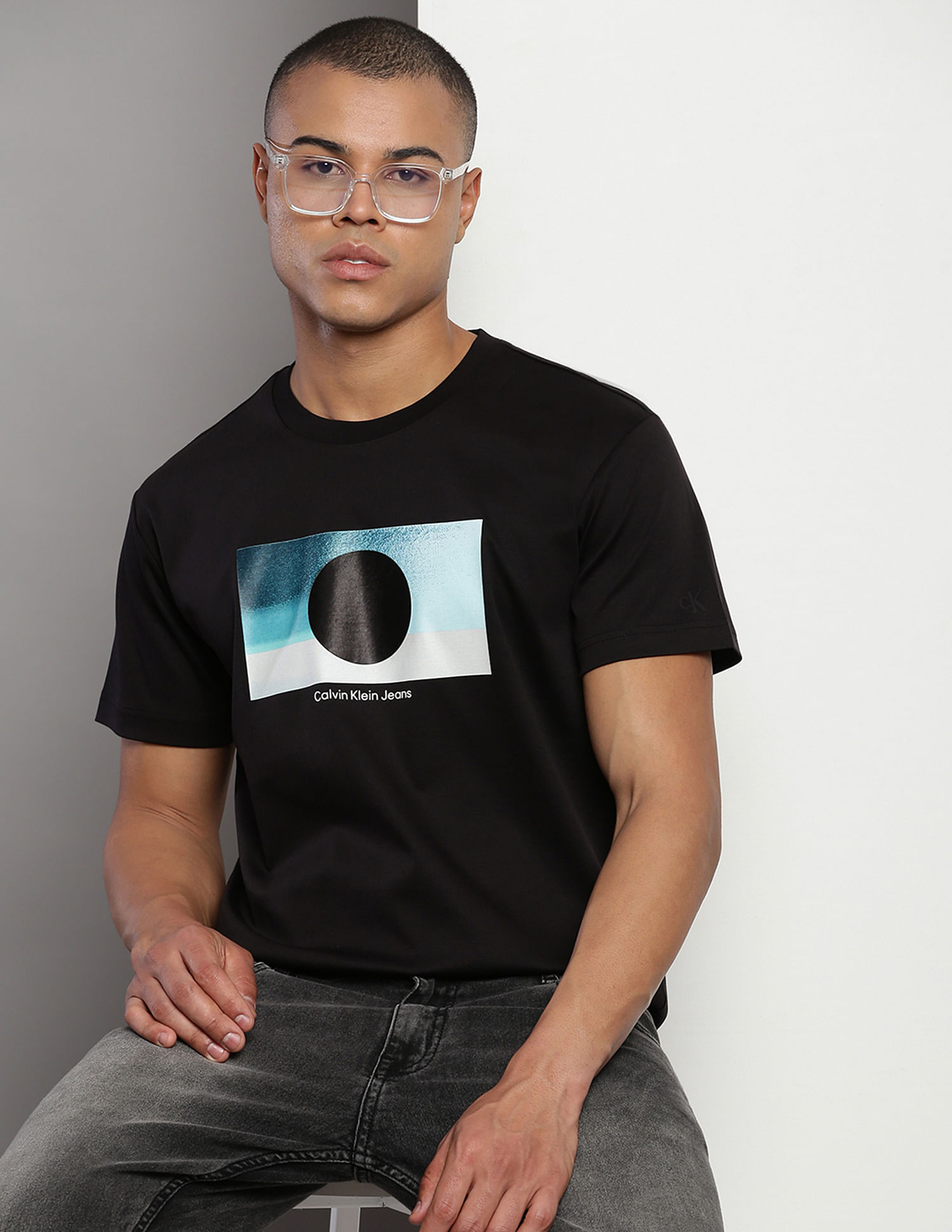 Calvin Klein Cut Out Box Graphic T-Shirt