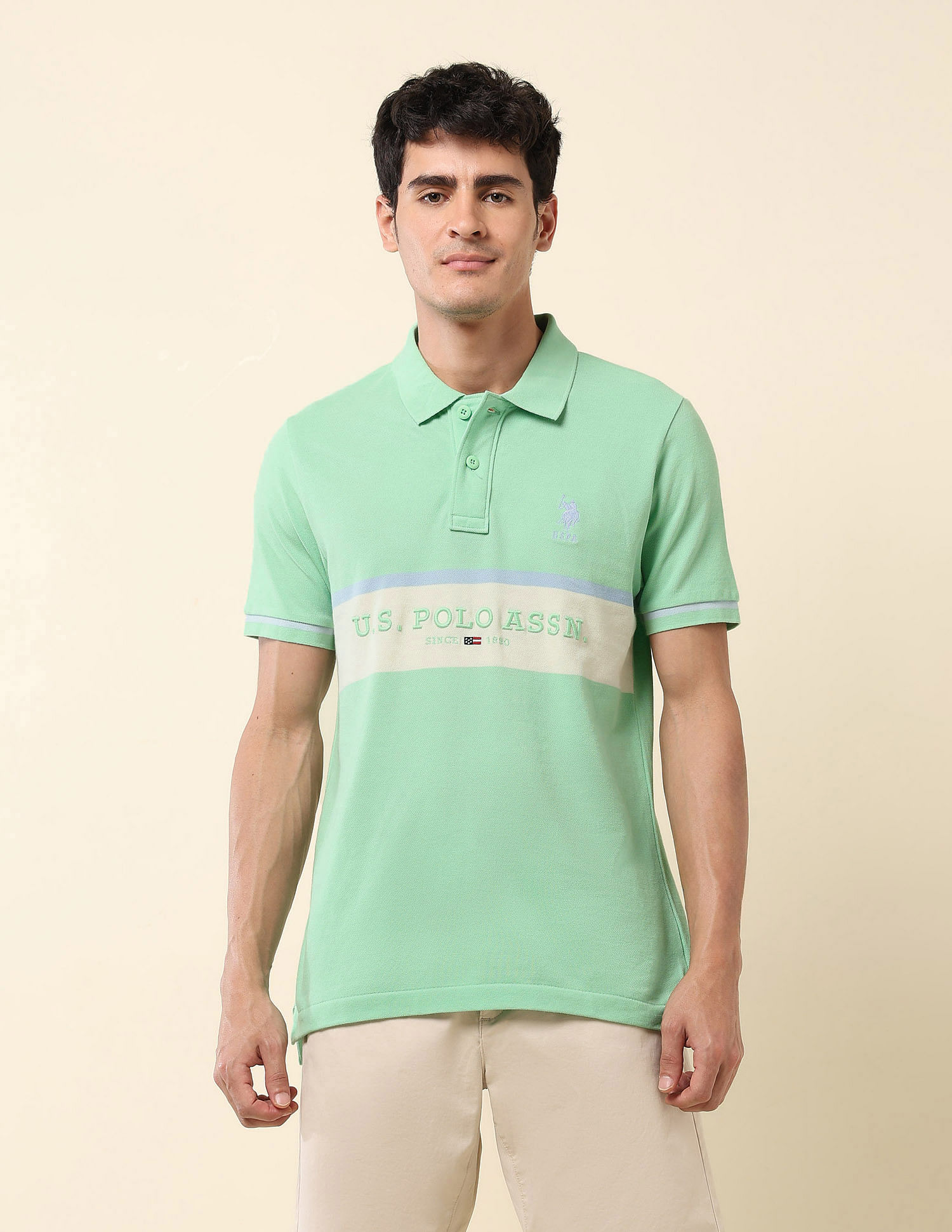 U.S. Polo Assn. Brand Embroidered Summer Splash Polo Shirt