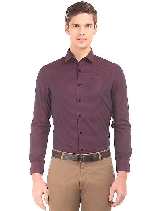 Buy Arrow Men Slim Fit Jacquard Shirt - NNNOW.com