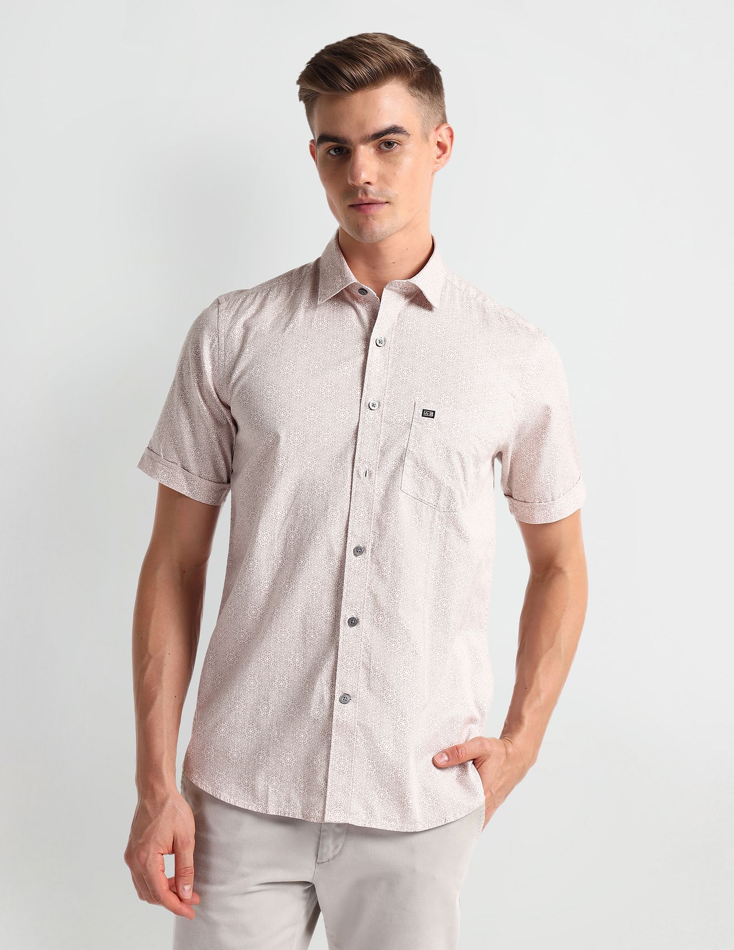 Arrow Sports Geometric Print Short Sleeve Shirt